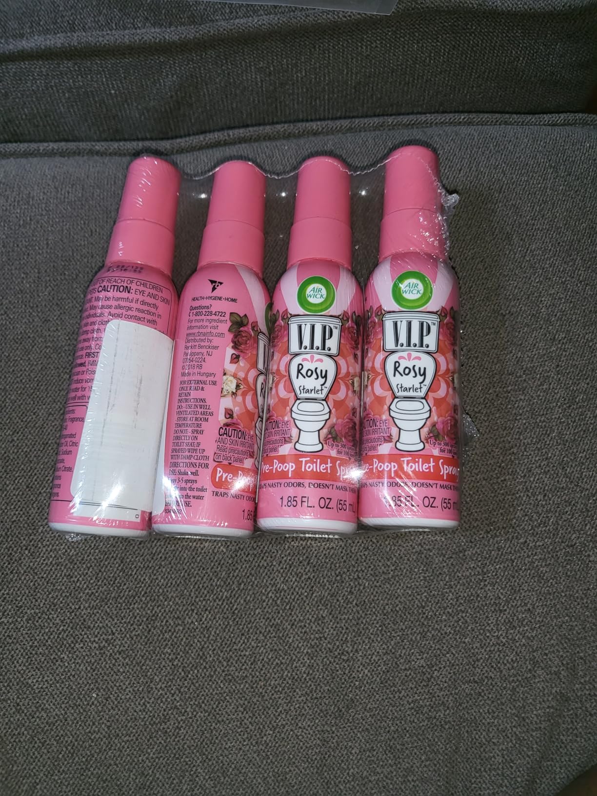 Air Wick V.I.P. Pre-Poop Toilet Spray | Rosy Starlet Scent | Contains Essential Oils | Travel Size Air Freshener | Up to 100 uses - 1.85 Ounce (Pack of 4) - Customer Photo 1