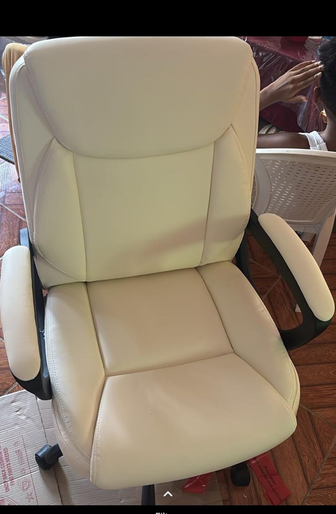 Amazon Basics Classic Puresoft PU Padded Mid-Back Height Adjustable Office Computer Desk Chair with Armrest - Customer Photo 1