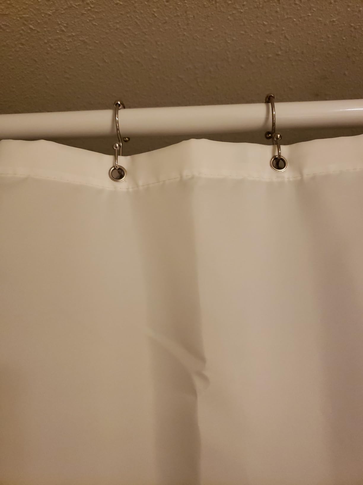 Amazer Shower Curtain Hooks, Rust-Resistant Metal Double Shower Curtain Rings for Curtain Rolling Shower Hooks, 12PCS Shower Rings for Bathroom Shower Curtain Rod, Nickel - Customer Photo 1