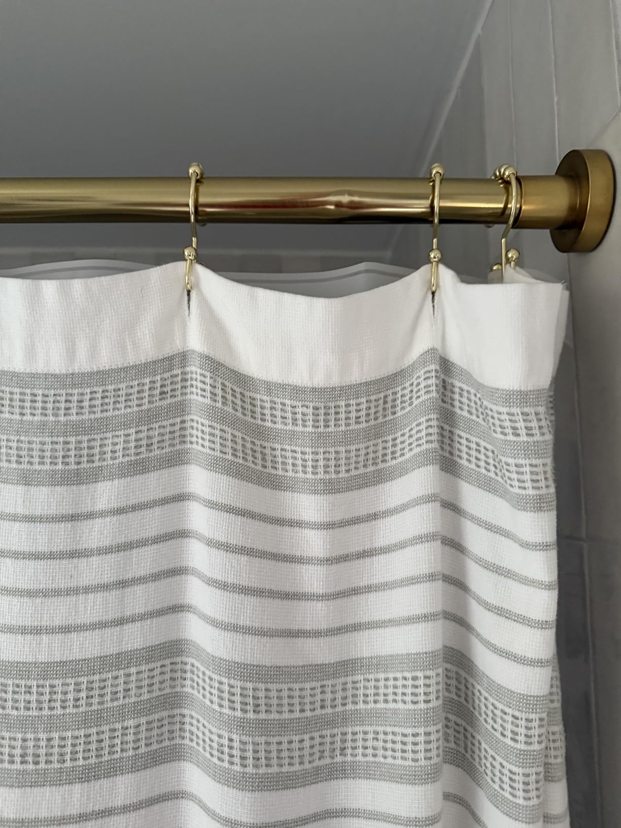 Titanker Shower Curtain Hooks Rings, Rust Resistant Metal Double Glide Shower Hooks Rings for Bathroom Shower Rods Curtains, Set of 12 Hooks - Nickel - Customer Photo 2