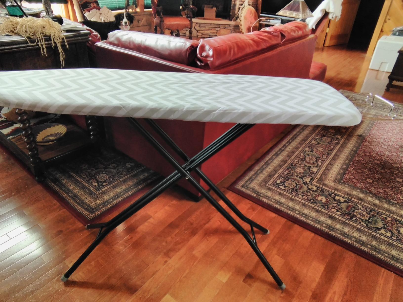 Amazon Basics Full-Size Ironing Board - 4-Leg Fold-Up, Chevron Removable Cover, 60