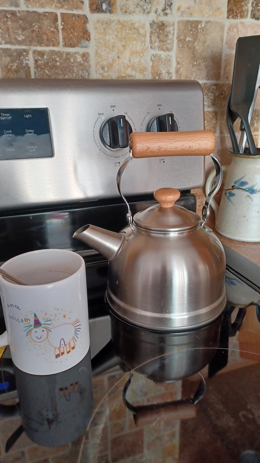 CS-004 Straight Kettle, Made in Japan, Somewhat Nostalgic, 0.6 gal (2.5 L), Wooden Pattern, Induction Compatible, Chitose - Customer Photo 1