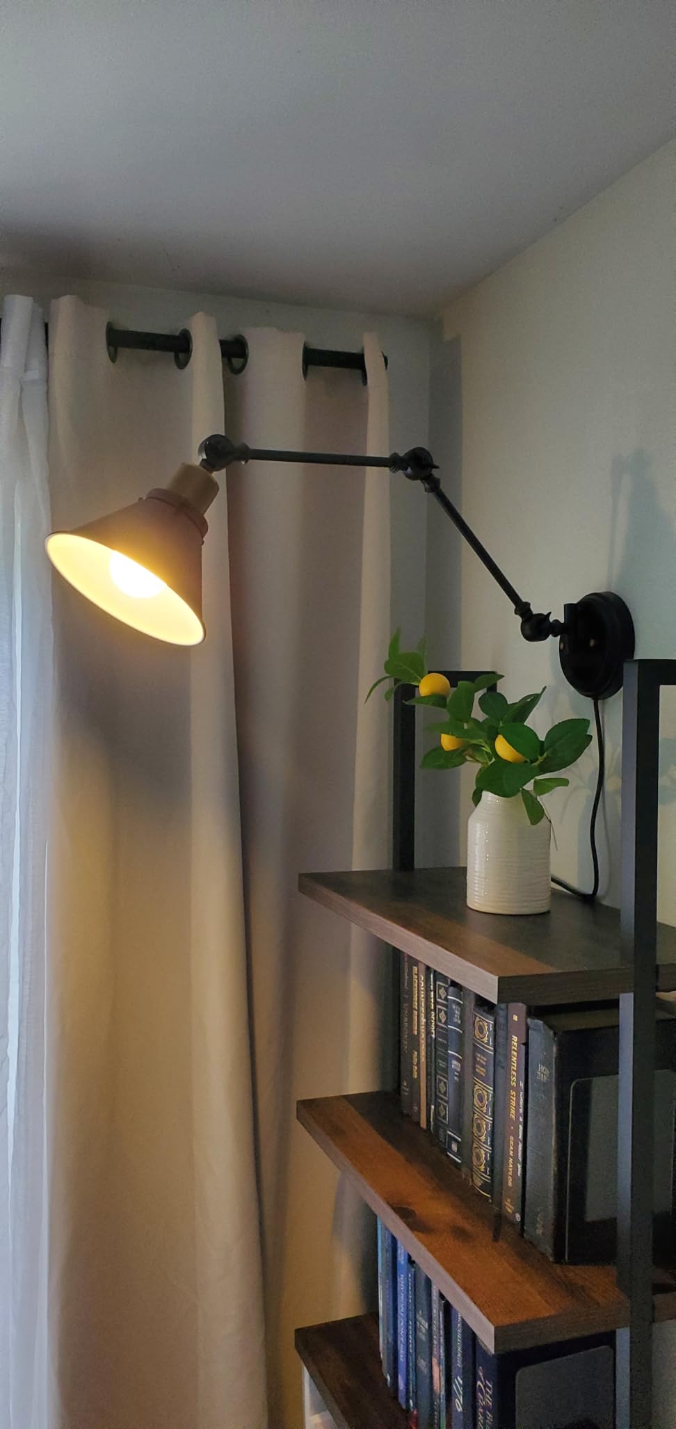 TRLIFE Wall Sconce Plug in, Dimmable Wall Sconce with Switch Swing Arm Wall Lights Plug in Wall Mounted Light Wall Sconces Lighting with 6FT Plug in Cord, E26 Base, UL Listed(Two Arms, 1 Pack) - Customer Photo 1