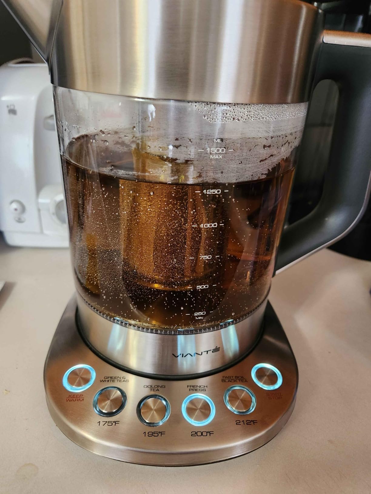 Vianté Electric Kettle With Infuser For Loose Leaf. Hot Tea Maker With Temperature Control And Automatic Shut Off. Tea Kettle With Brewing Programs. 1.5 Liters Capacity - Customer Photo 1