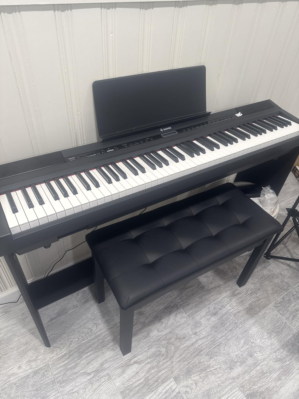 Donner DEP-20 Beginner Digital Piano 88 Key Full Size Weighted Keyboard, Portable Electric Piano with Furniture Stand, 3-Pedal Unit - Customer Photo 1