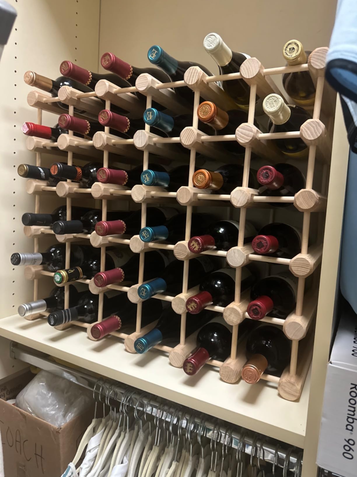 J.K. Adams Wood Stackable Modular Wine Rack Storage Holder with Natural Pins, 12 Bottle, Ash - Customer Photo 1