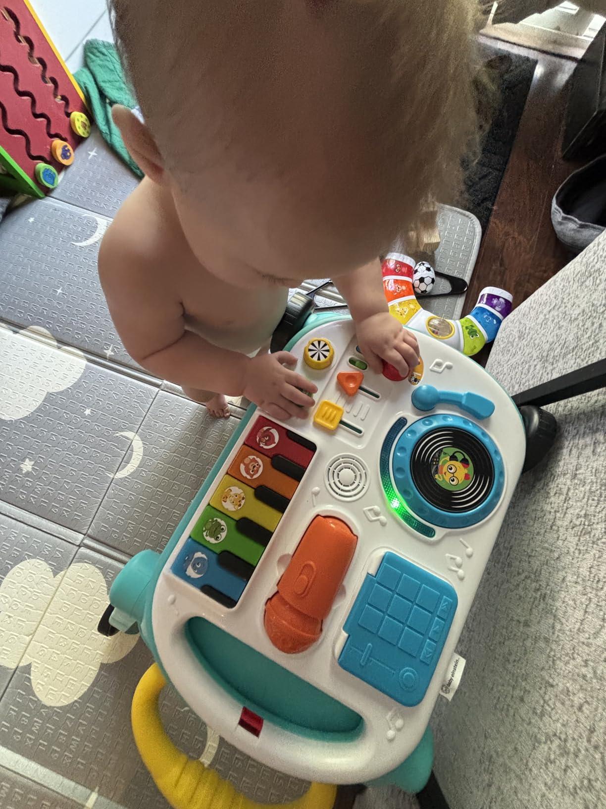 Baby Einstein Musical Mix 'N Roll Learning Walker, 4-in-1 Push Walker, Activity Center, Toddler Table & Floor Toy, 6-36 Months, Blue - Customer Photo 1