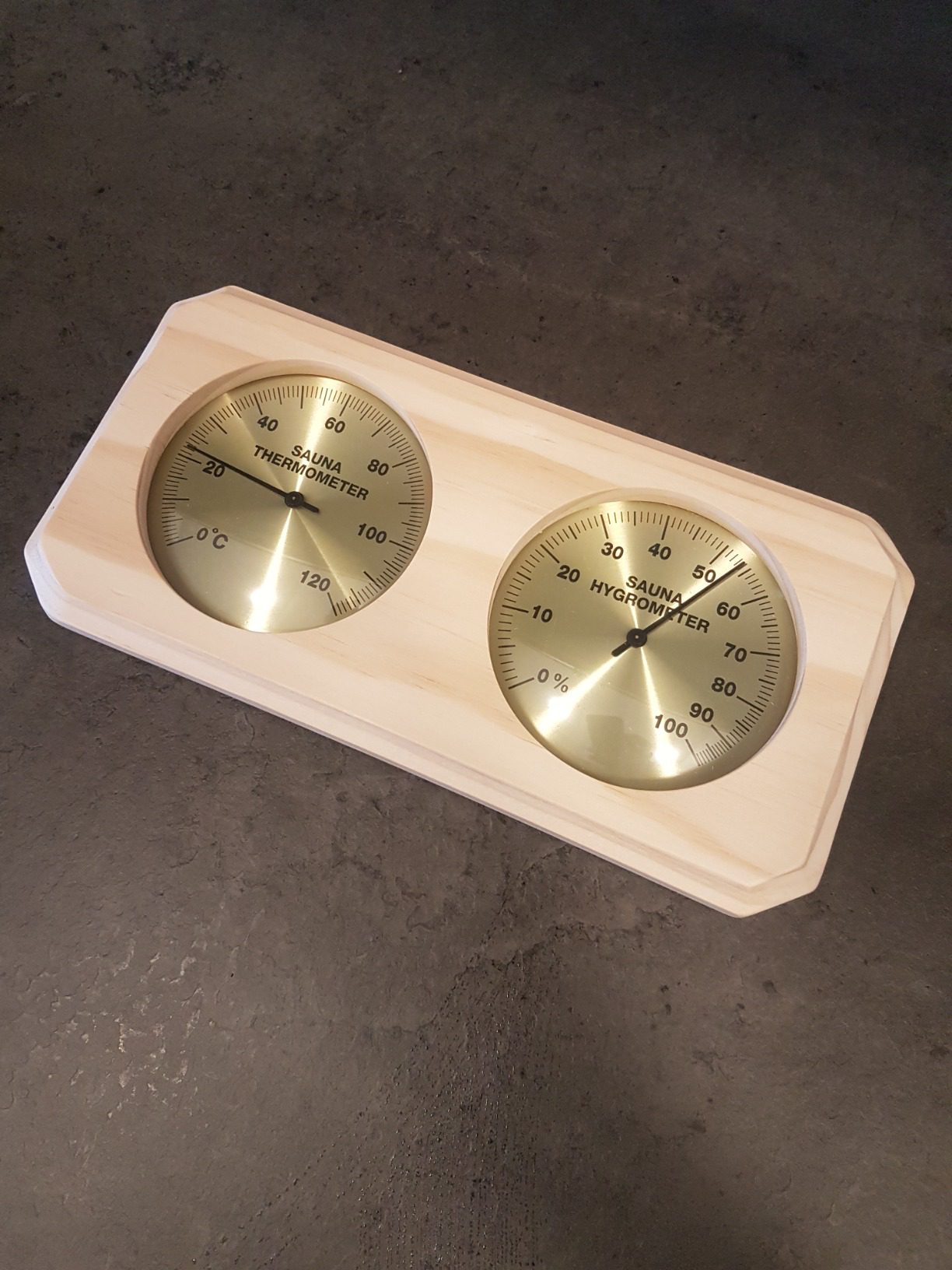 Sauna Thermometer and Hygrometer 2 in 1 - Fahrenheit & Celsius - Handmade from Canadian Red Cedar Wood - Luxurious Golden Metal Dials - Customer Photo 1