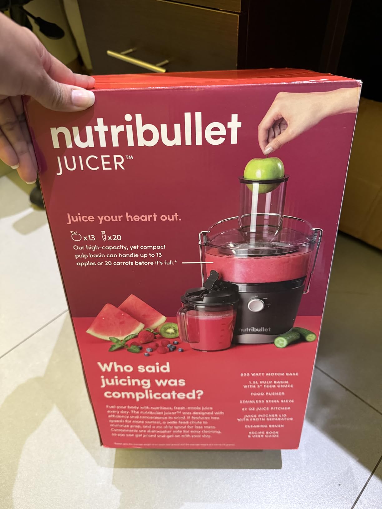 NutriBullet Juicer Centrifugal Juicer Machine for Fruit, Vegetables, and Food Prep, 27 Ounces/1.5 Liters, 800 Watts, Gray NBJ50100 - Customer Photo 1