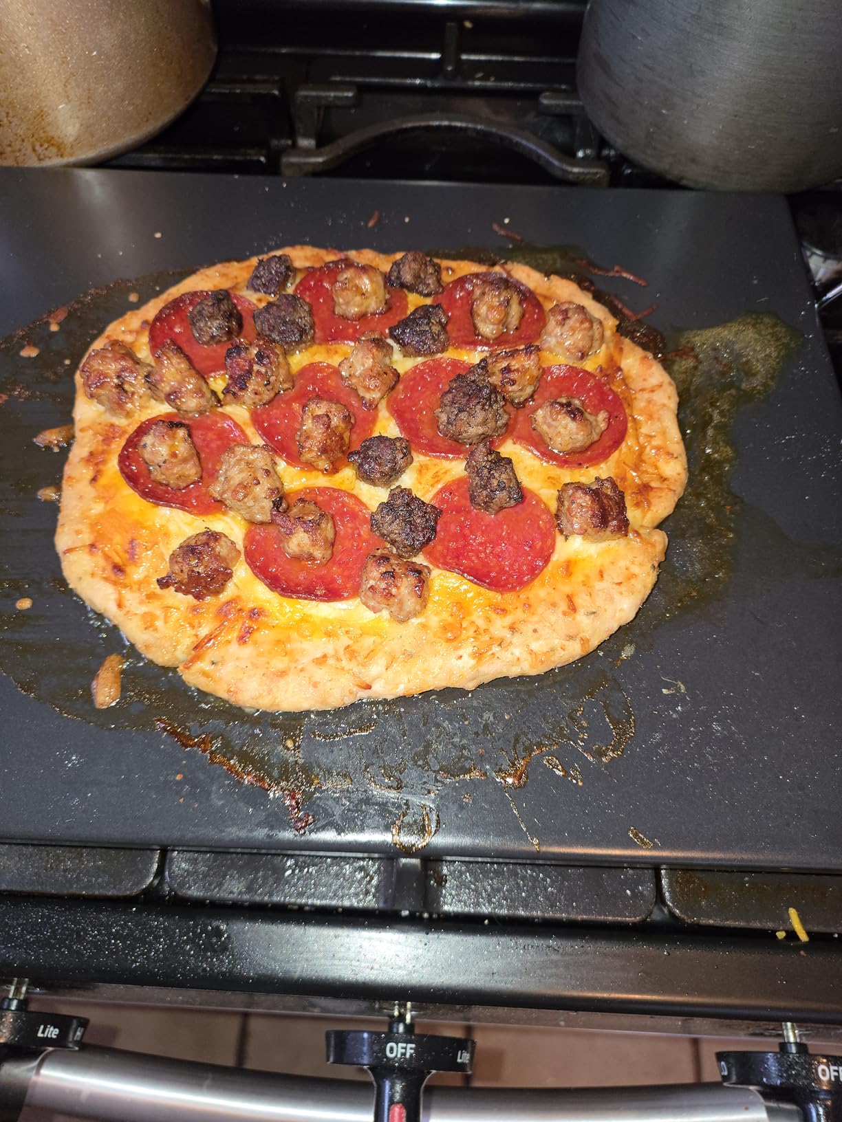 Pizza Stone for Oven and Grill Set - 5PCS Pizza Making Accessories Kit - 15 inch Pizza Stone with Handles, Pizza Peel, Pizza Cutter, Dough Tool - Baking Stone for Bread - Large Rectangular Oven Stones Customer Review Pizza Stone for Oven and Grill Set - 5PCS Pizza Making Accessories Kit - 15 inch Pizza Stone with Handles, Pizza Peel, Pizza Cutter, Dough Tool - Baking Stone for Bread - Large Rectangular Oven Stones - Customer Photo 1