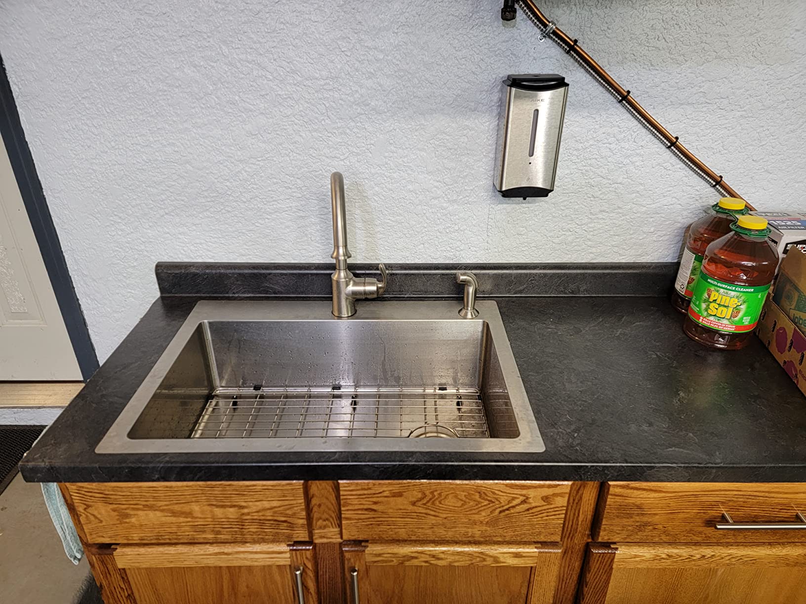 AIKE Automatic Soap Dispenser Commercial Wall Mounted Liquid Dispenser Brushed Stainless Steel Finish 1100ml Large Capacity - Customer Photo 1