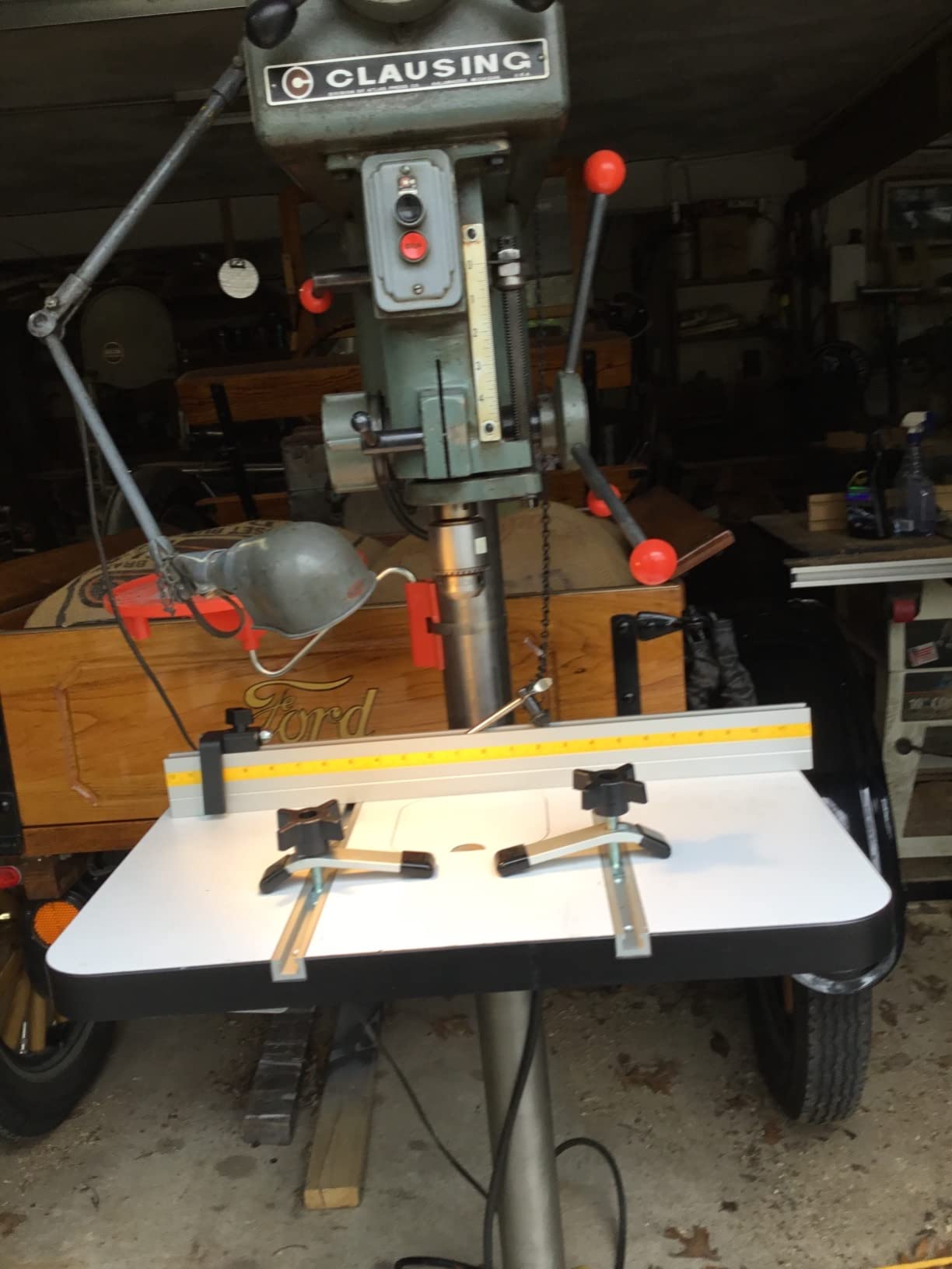 Fulton Deluxe 1 3/8 inch Thick Drill Press Table with Precision Tilt Capable Adjustable Fence System | 2 PVC Tipped Aluminum Hold Downs | Aluminum Flip Stop and Mounting Hardware - Customer Photo 2