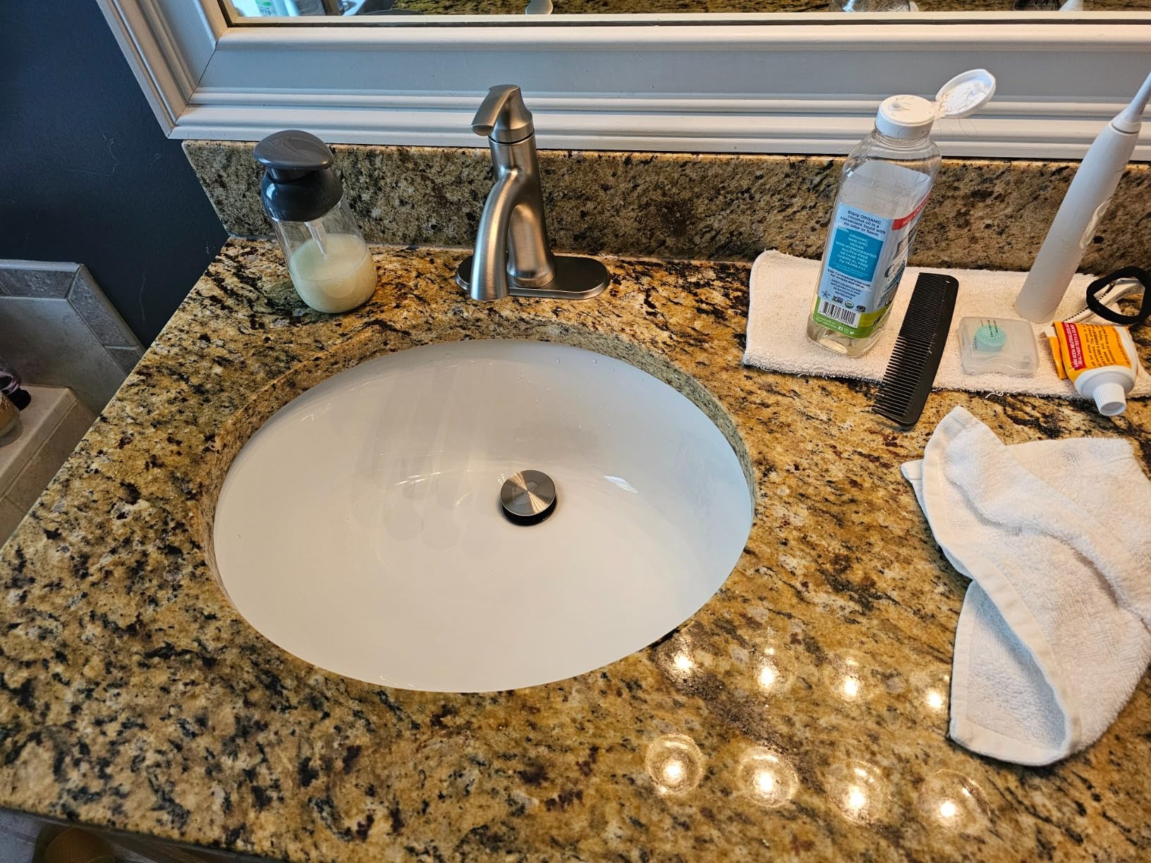 Moen Wellton Spot Resist Brushed Nickel One Hole Single-Handle Bathroom Faucet with Optional Deck Plate and Drain Assembly, 84980SRN - Customer Photo 2