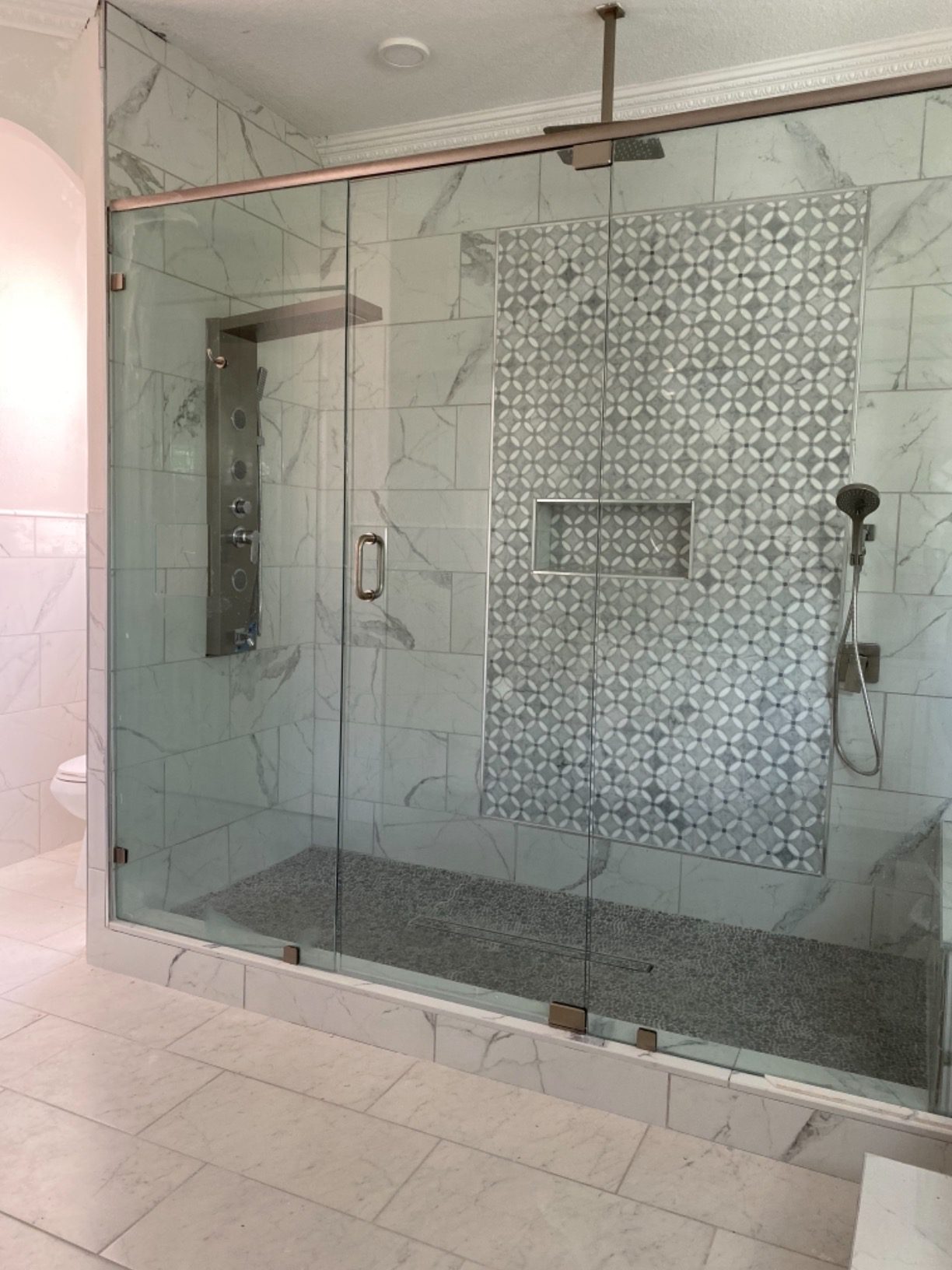 AlenArt Shower Panel Tower System, Multi Function Shower System with Body Jets, Handheld Sprayer, Rainfall Waterfall Shower Head and Tub Spout Stainless Steel Wall Mount Shower Panels Black - Customer Photo 2