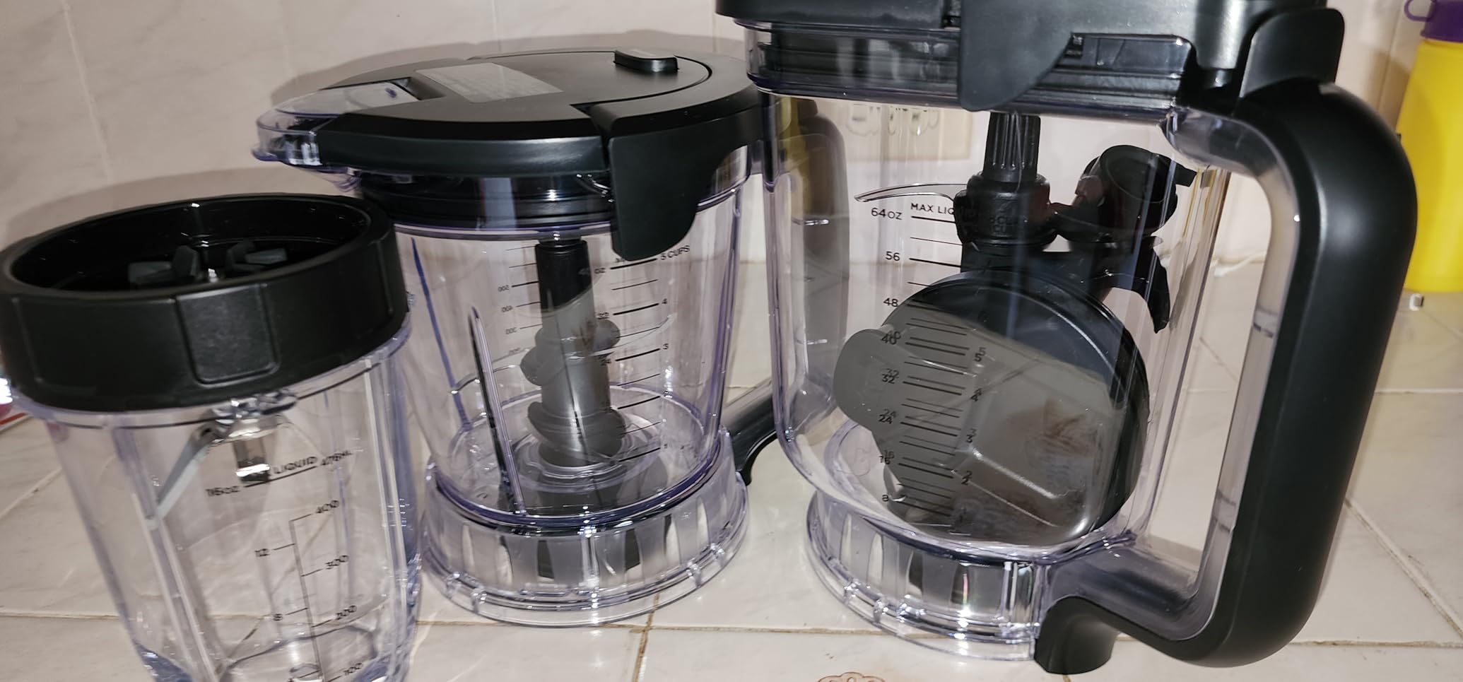 Ninja Blender, Compact Kitchen System, 1200W, 3 Functions for Smoothies, Dough & Frozen Drinks with Auto-IQ, 72-oz.* Blender Pitcher, 40-oz. Processor Bowl & 18-oz. Single-Serve Cup, Grey, AMZ493BRN - Customer Photo 2