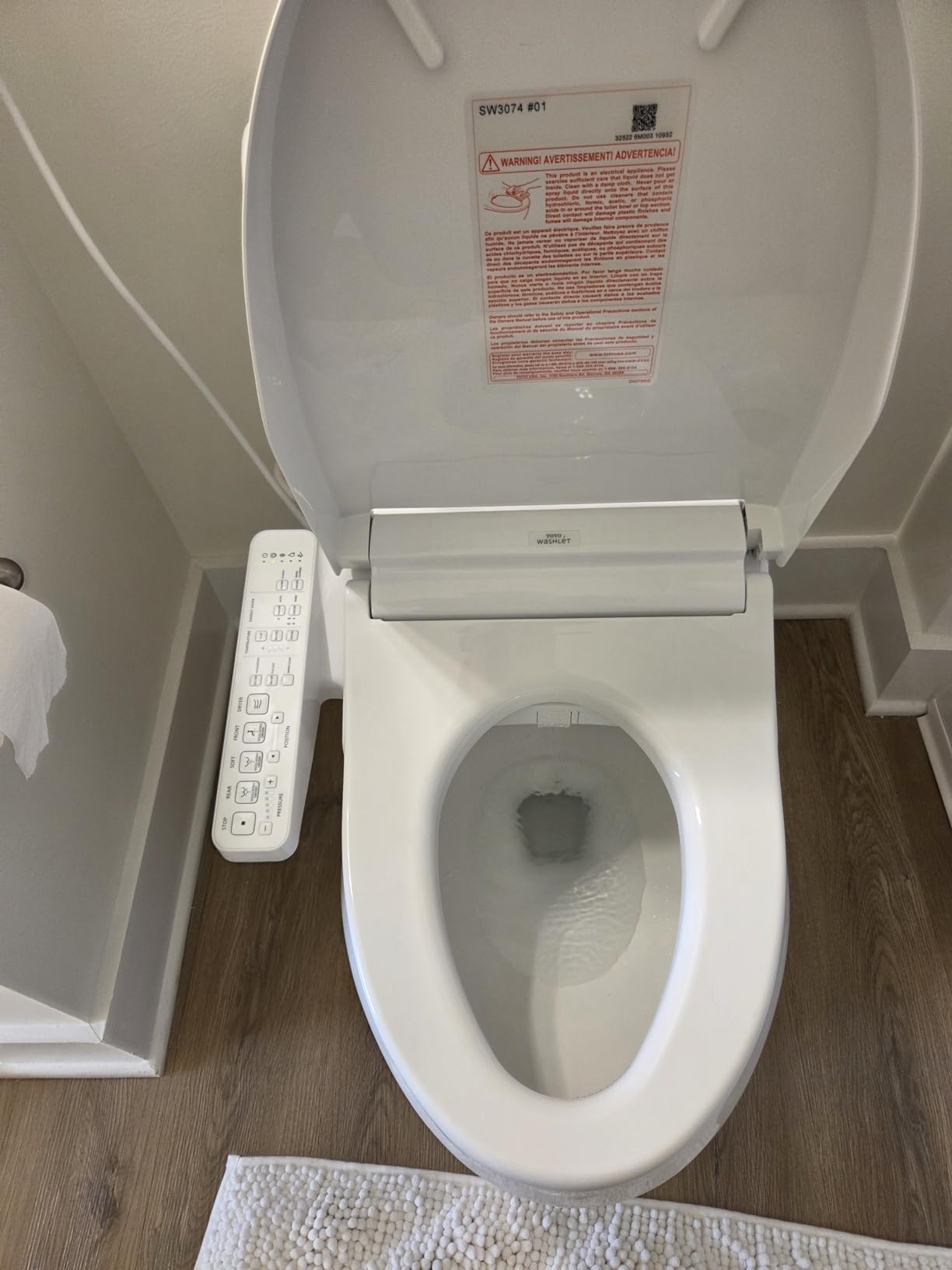 TOTO SW3074#01 WASHLET C2 Electronic Bidet Toilet Seat with PREMIST and EWATER+ Wand Cleaning, Elongated, Cotton White - Customer Photo 1