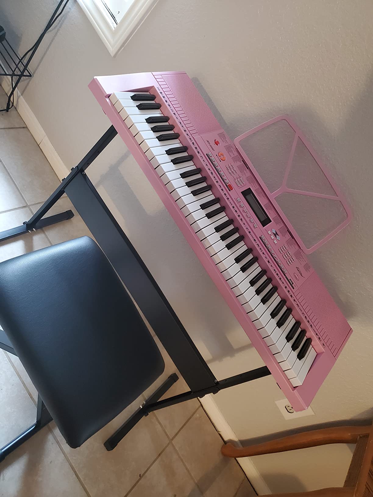 Eastar Electronic Keyboard Piano Kit 61 Key for Beginner Children, Digital E Piano with Stand, Bench, Music Stand and Microphone, Pink, Musical Instruments Gift for Kids - Customer Photo 1