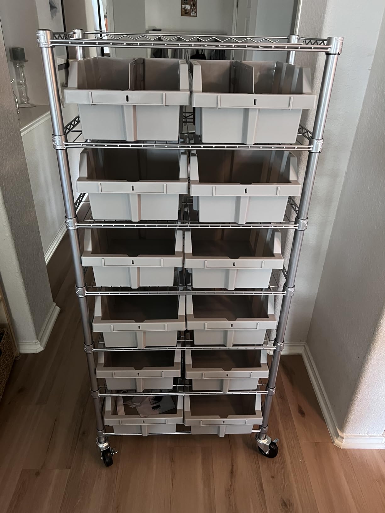Seville Classics Heavy Duty NSF Bin Rack Solid Steel Wire Shelving Storage Unit, Patented Organizer for Garage, Warehouse, Office, Restaurant, Classroom, Kitchen, Gray, Includes 21 Bins - Customer Photo 1