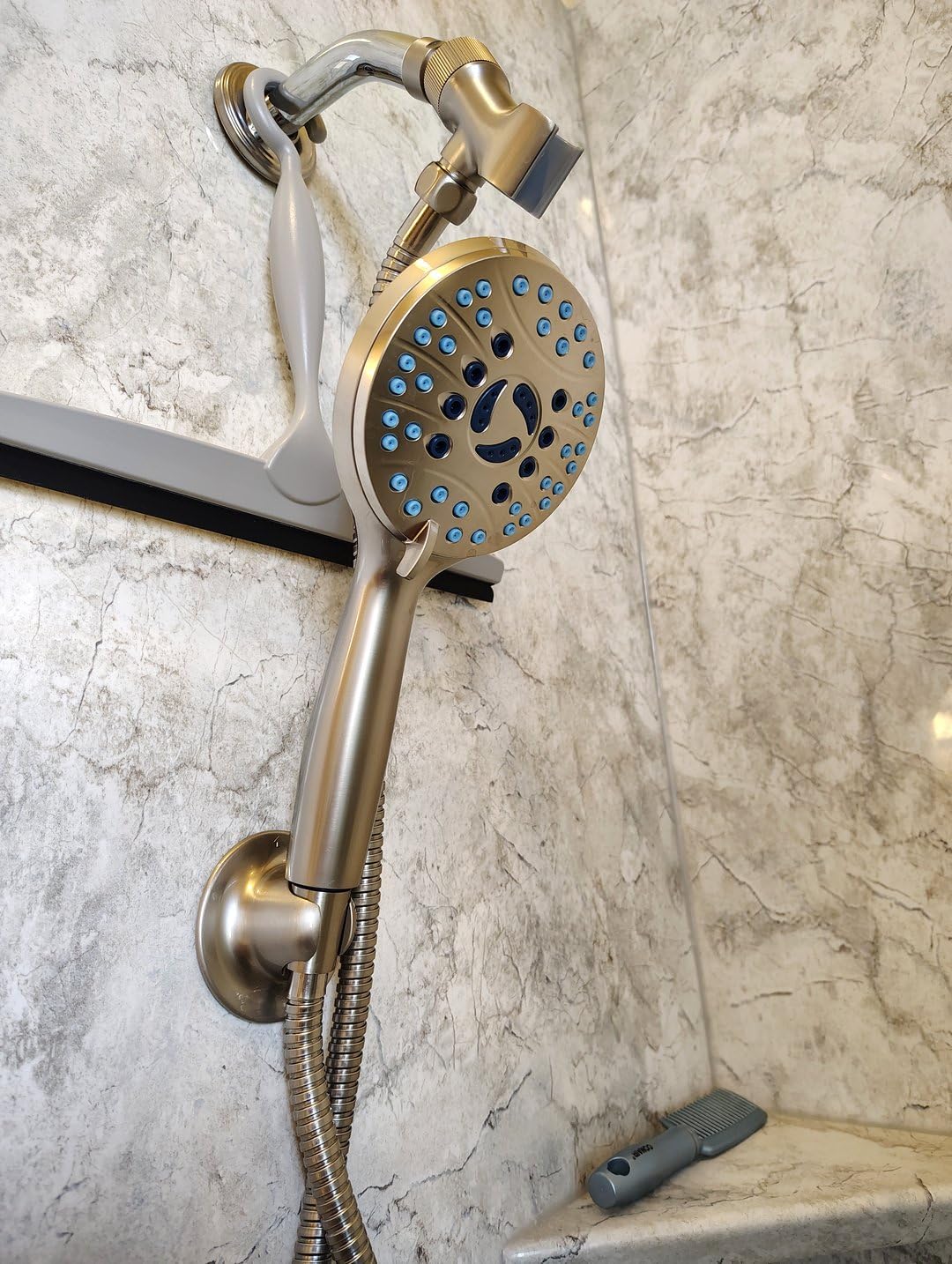 Hotel Spa AquaCare High Pressure 8-mode Handheld Shower Head, Anti-clog Nozzles, Built-in Power Wash to Clean Tub, Tile & Pets, Extra Long 6 ft. Stainless Steel Hose, Wall & Overhead Brackets - Customer Photo 1