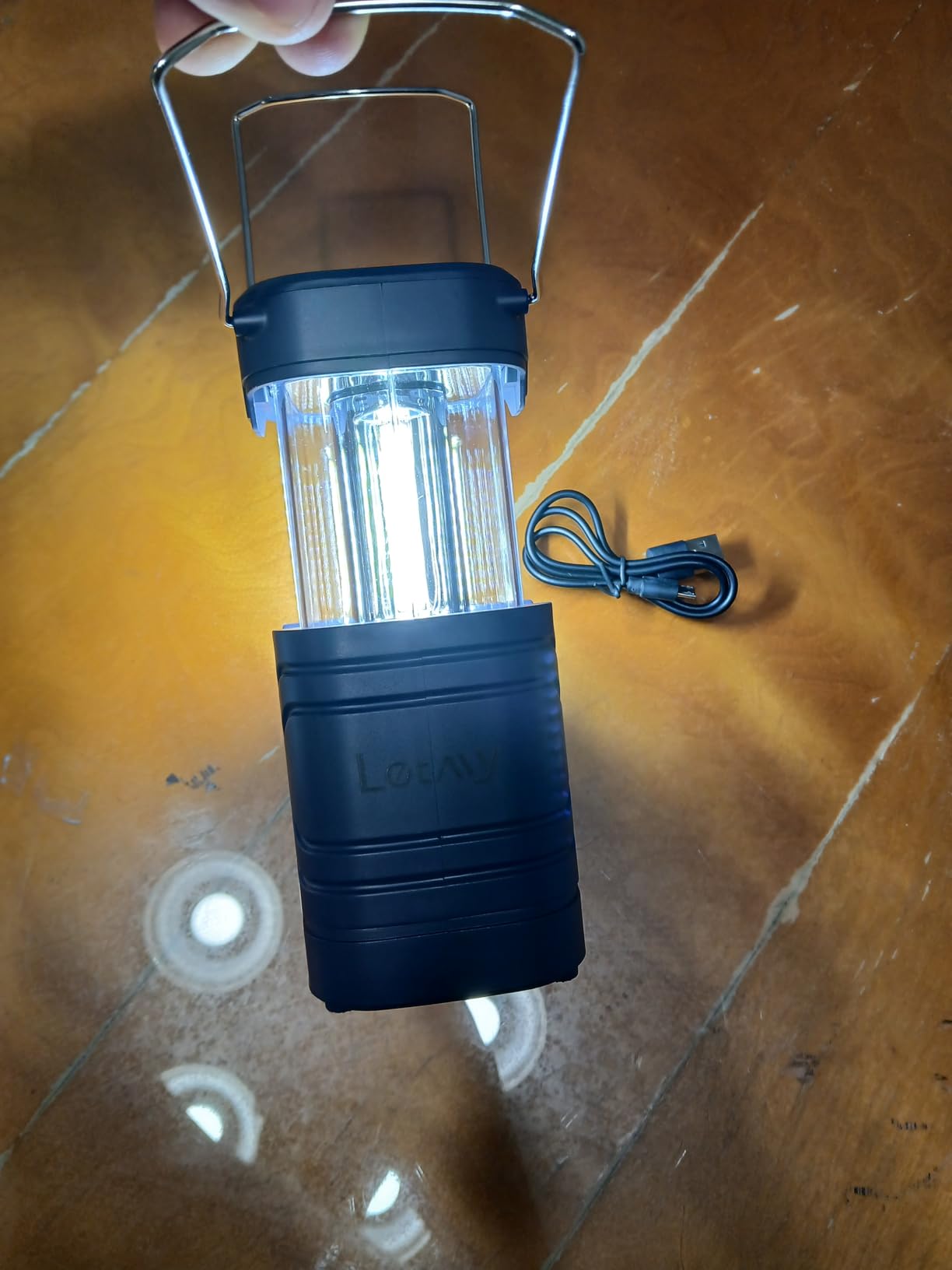 LETMY 4 Pack Camping Lantern, Rechargeable LED Lanterns, Solar Lantern Battery Powered Hurricane Lanterns Flashlight with 3 Powered Ways & USB Cable for Emergency, Power Outage, Hurricane Supplies - Customer Photo 1