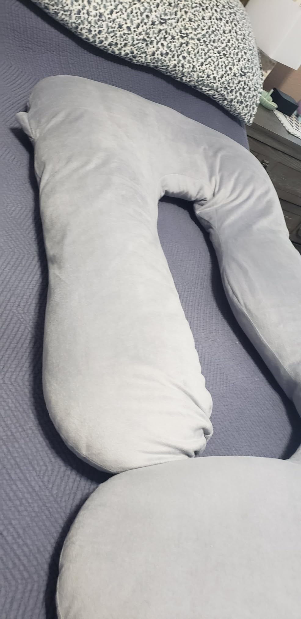 Momcozy Pregnancy Pillows for Sleeping, U Shaped Full Body Maternity Pillow with Removable Cover - Support for Back, Legs, Belly, HIPS for Pregnant Women, 57 Inch Pregnancy Pillow for Women, Grey - Customer Photo 1