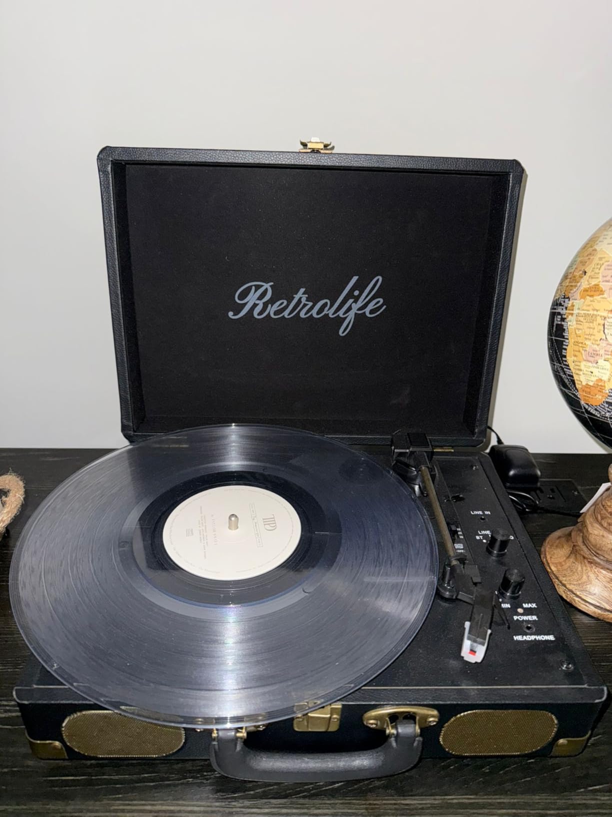 Vinyl Record Player 3-Speed Bluetooth Suitcase Portable Belt-Driven Record Player with Built-in Speakers RCA Line Out AUX in Headphone Jack Vintage Turntable - Customer Photo 2