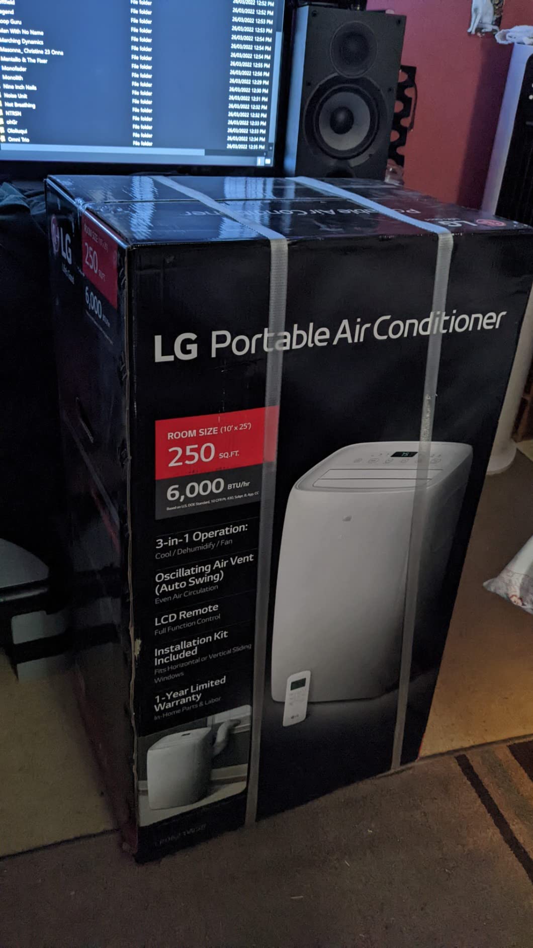 LG 7,000 BTU Portable Air Conditioner, 115V, Cools 300 Sq.Ft. (12' x 25' Room Size), Portable Air Conditioner for Home with Quiet Operation, LCD Remote Control, and Window Installation Kit, White - Customer Photo 1