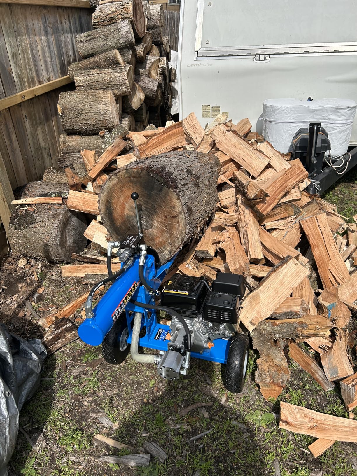 Landworks Log Splitter Portable 20 Ton Rapid Auto Return Ram System Bucher Gear Pump 7HP Engine Horizontal Full Beam Steel Wedge Firewood Splitting Forestry Harvesting - Customer Photo 1