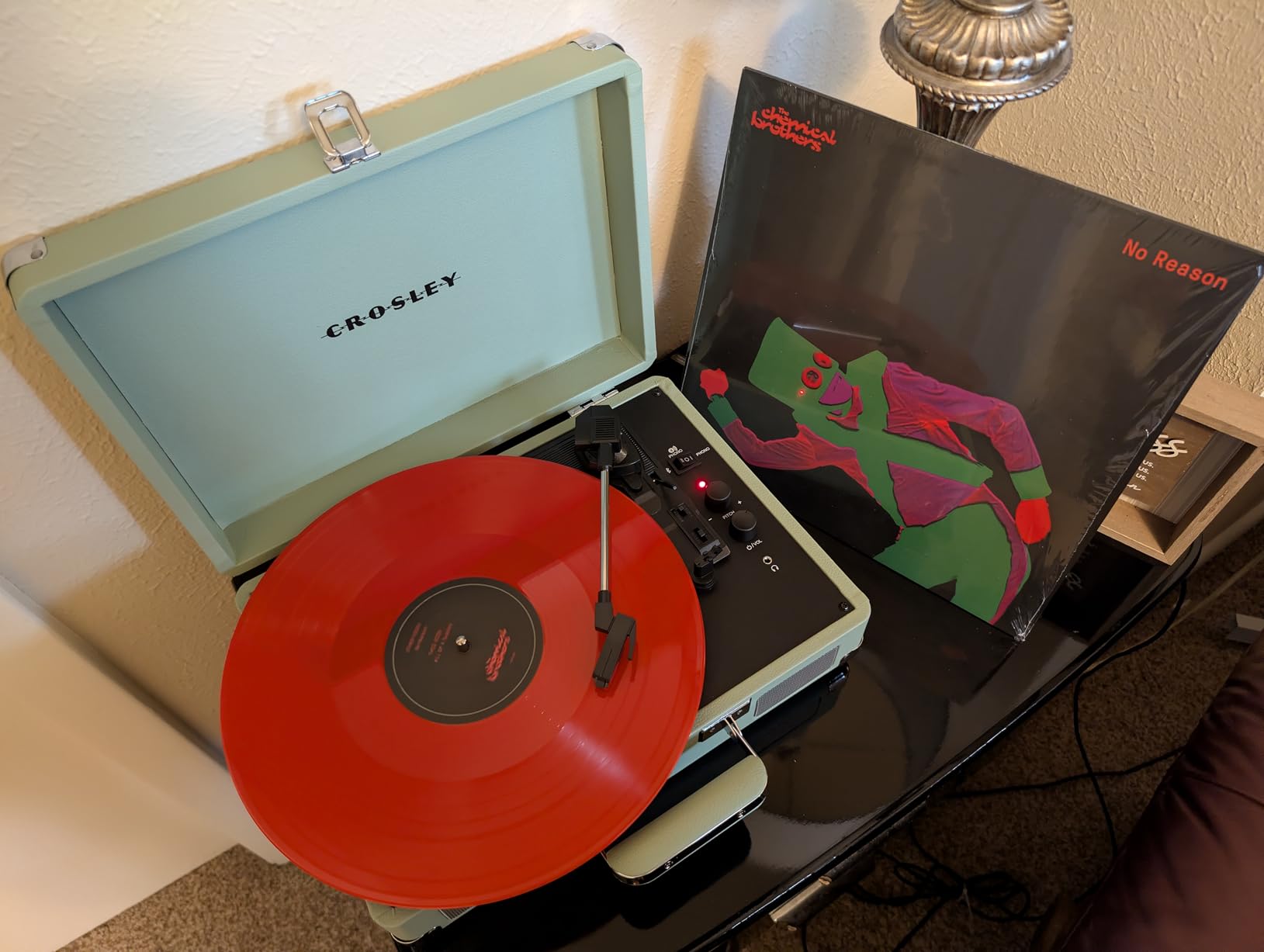 Crosley CR8005F-MT Cruiser Plus Vintage 3-Speed Bluetooth in/Out Suitcase Vinyl Record Player Turntable, Mint - Customer Photo 1