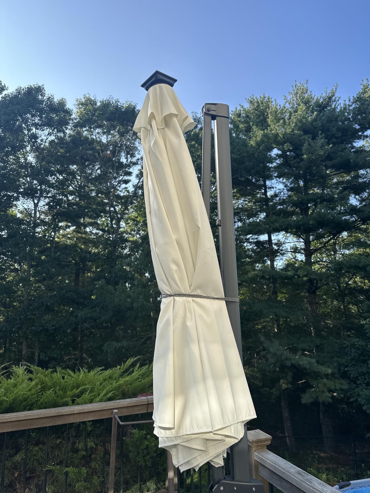 Best Choice Products 10ft Solar LED Cantilever Patio Umbrella, 360-Degree Rotation Hanging Offset Market Outdoor Sun Shade for Backyard, Deck, Poolside w/Lights customer photo 2