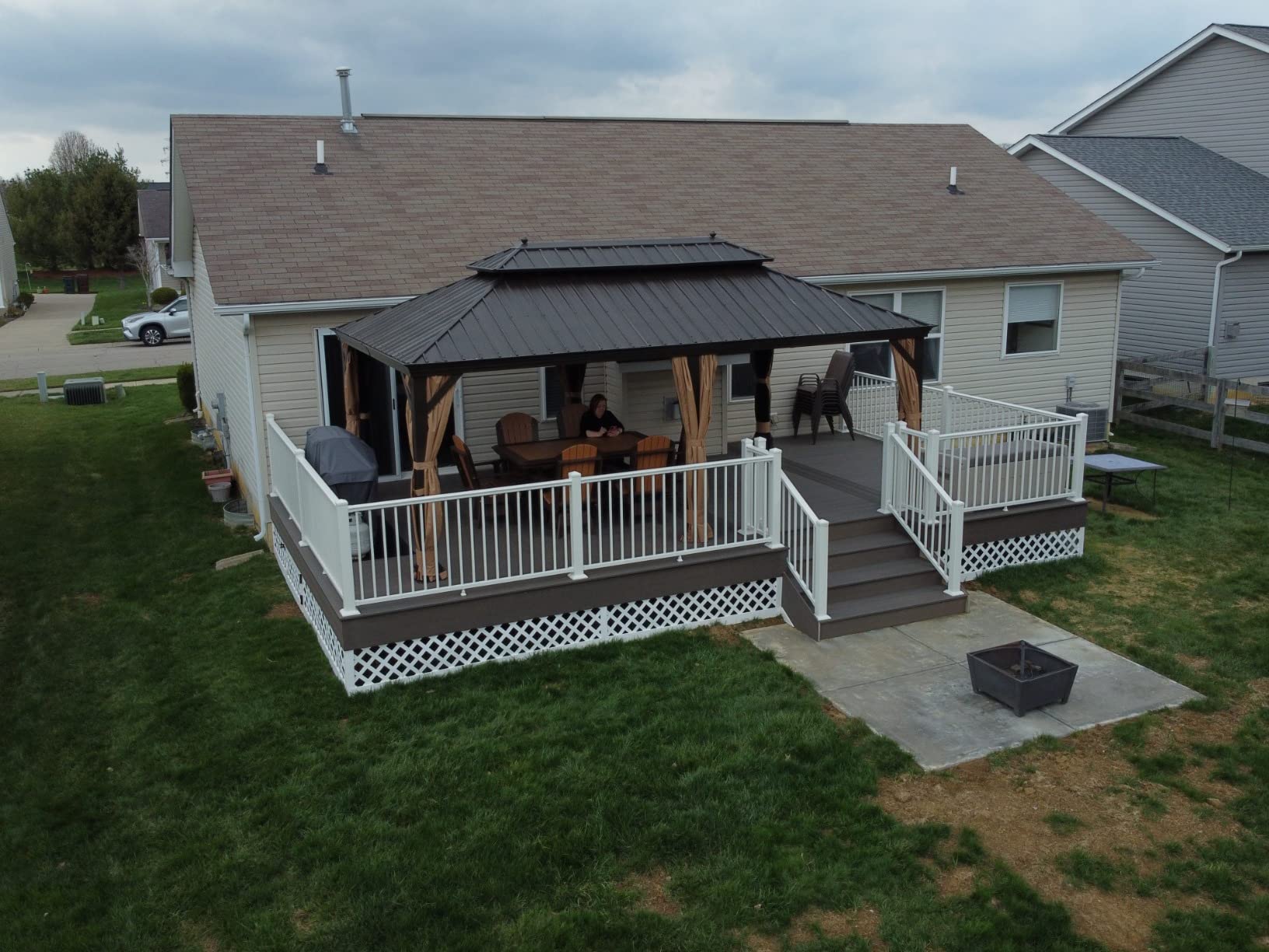 PURPLE LEAF 10' X 12' Hardtop Gazebo Canopy for Patio Deck Backyard Heavy Duty Outside Sunshade with Netting and Curtains Outdoor Permanent Metal Pavilion - Customer Photo 1