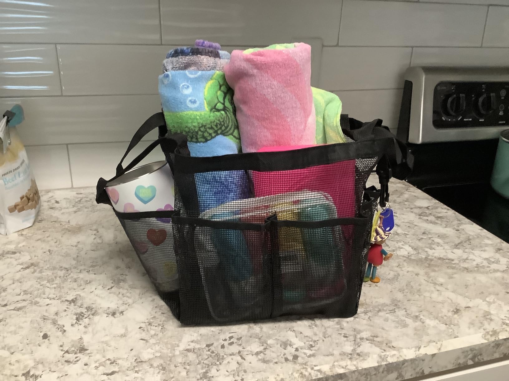 Temede Mesh Shower Caddy Tote, Large Shower Caddy Basket Portable, Quick Dry Hanging Toiletry Bag, 8 Storage Pocket Handle Bath Organizer for College Dorm, Gym, Camp, Travel - Customer Photo 1