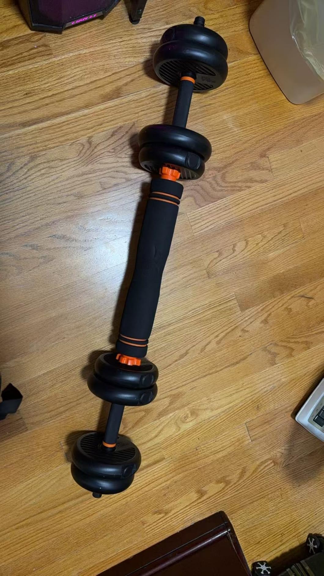 FEIERDUN Adjustable Dumbbells, 20/30/40/45/70/90lbs Free Weight Set with Connector, 5 in1 Dumbbells Set Used as Barbell, Kettlebells, Push up Stand, Weight Plate, Fitness Exercises for Home Gym Suitable Men/Women - Customer Photo 1