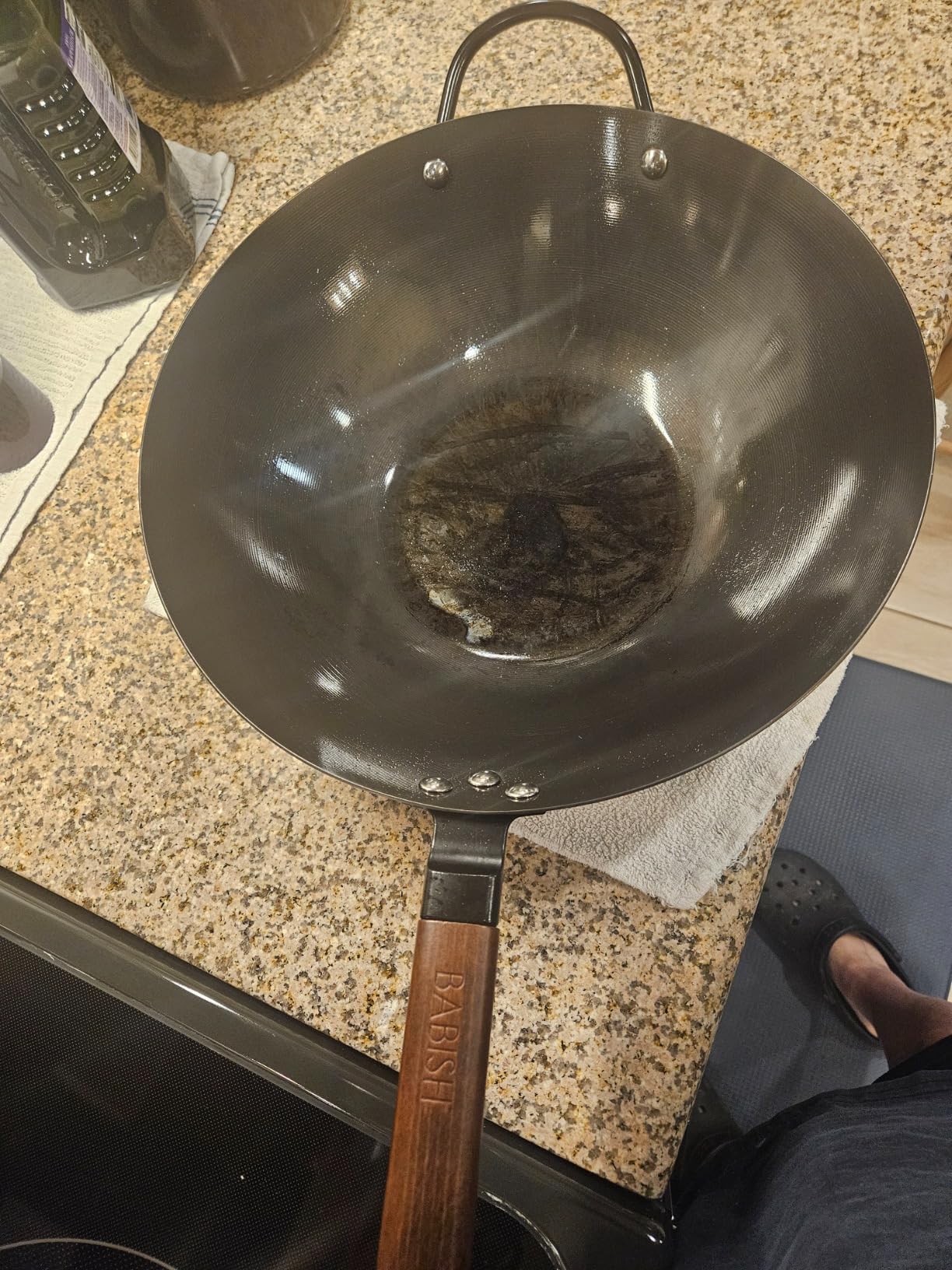 Babish Carbon Steel Flat Bottom Wok and Stir Fry Pan, 14-Inch - Customer Photo 1