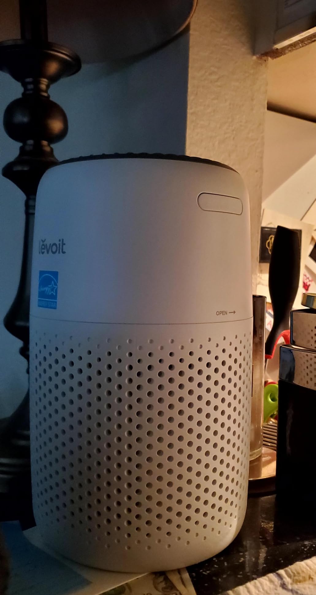 LEVOIT Air Purifiers for Bedroom Home Dorm, 3-in-1 Filter Cleaner with Fragrance Sponge for Better Sleep, Filters Smoke, Allergies, Pet Dander, Odor, Dust, Office, Desktop, Core Mini-P, White - Customer Photo 1