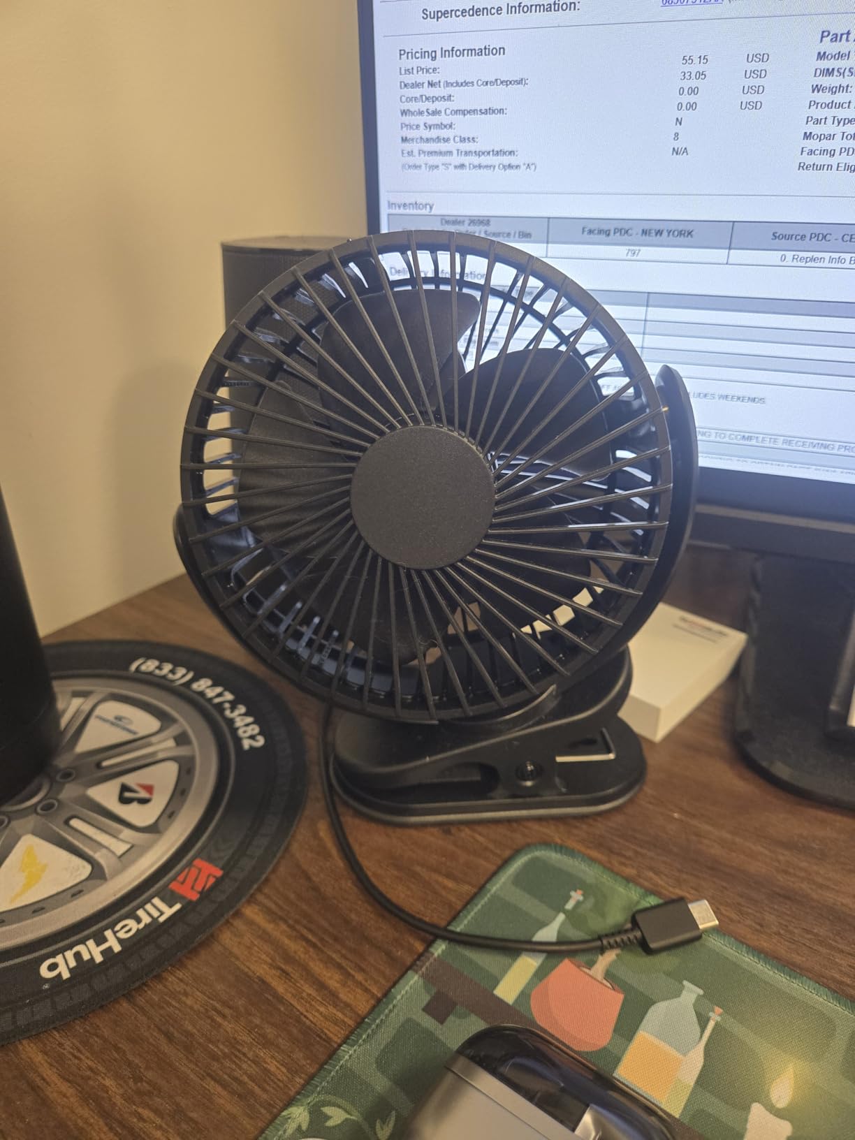 USB Personal Clip on Fan 5000mAh Battery Operated 6in, Type C, 3 Speed, 720° adjustment, Small Portable Fan for Table, Bedroom, Desk, dormitory, Camping, Stroller, Golf Cart - Customer Photo 1