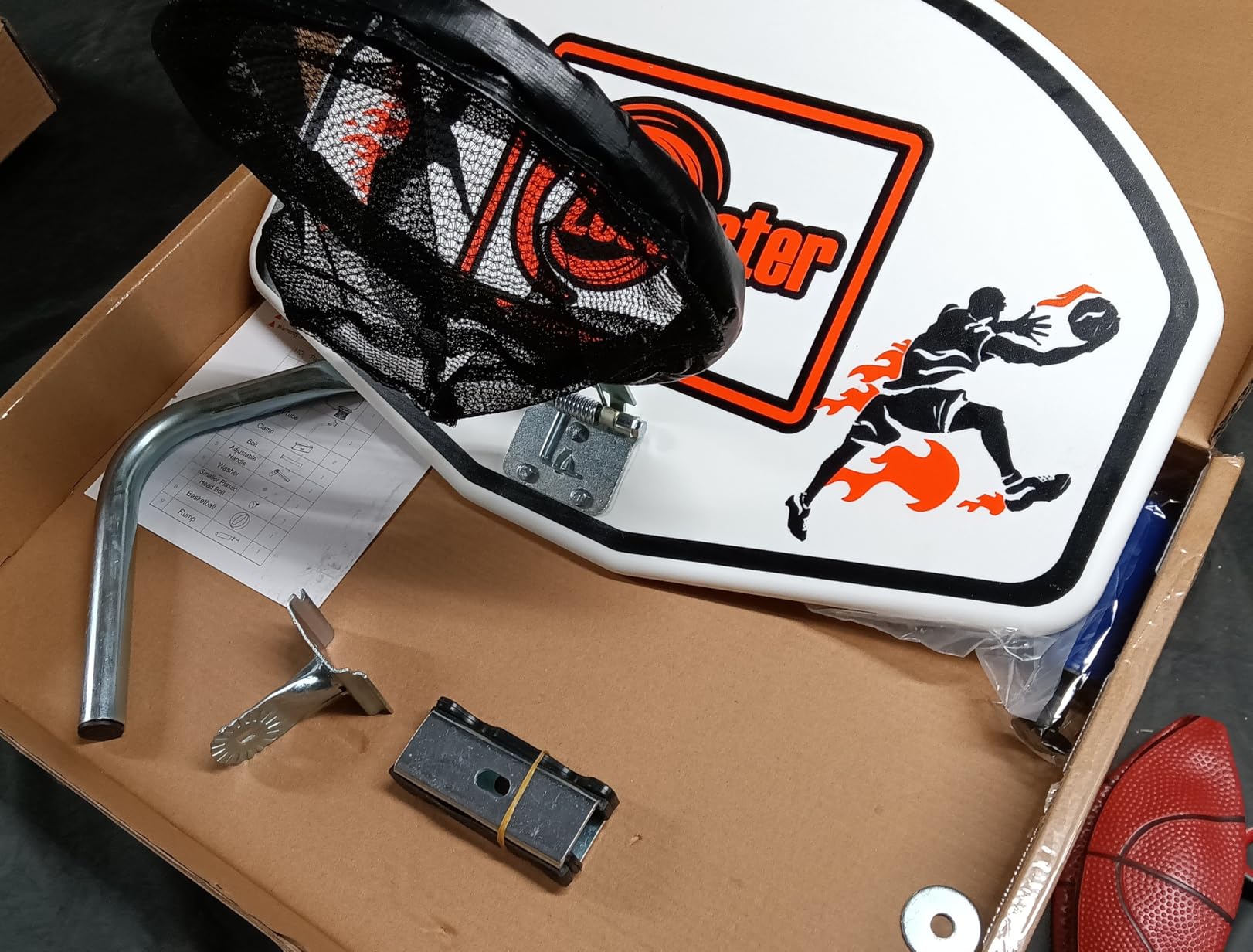 Trampoline Basketball Hoop with Mini Basketball Easy to Install Basketball Hoop for Trampoline Fit for Straight Pole and Curved Pole - Customer Photo 1