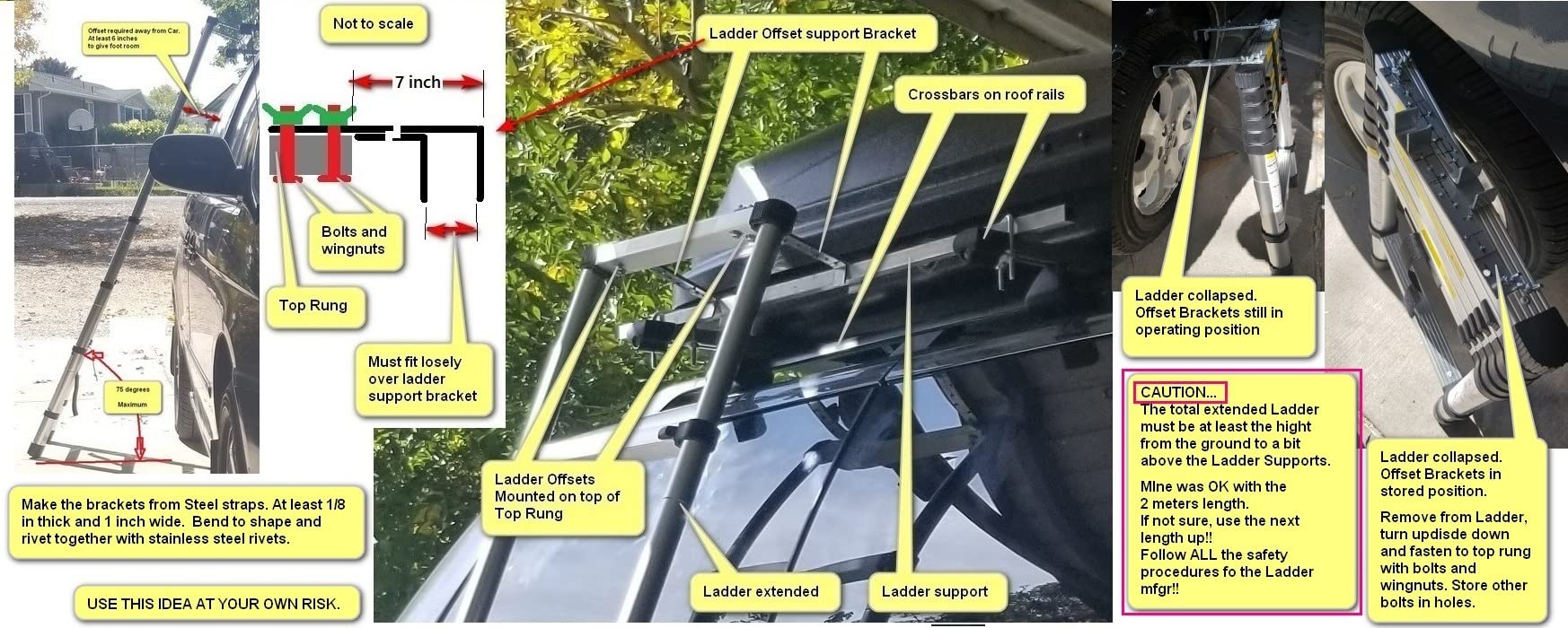 6.6 FT Extension Ladders, Lightweight Collapsible Ladders, Aluminum Telescoping Ladders for Home, Folding Telescoping Ladder for RV, Attic, Daily Use at Home, Capacity 330 lbs - Customer Photo 1