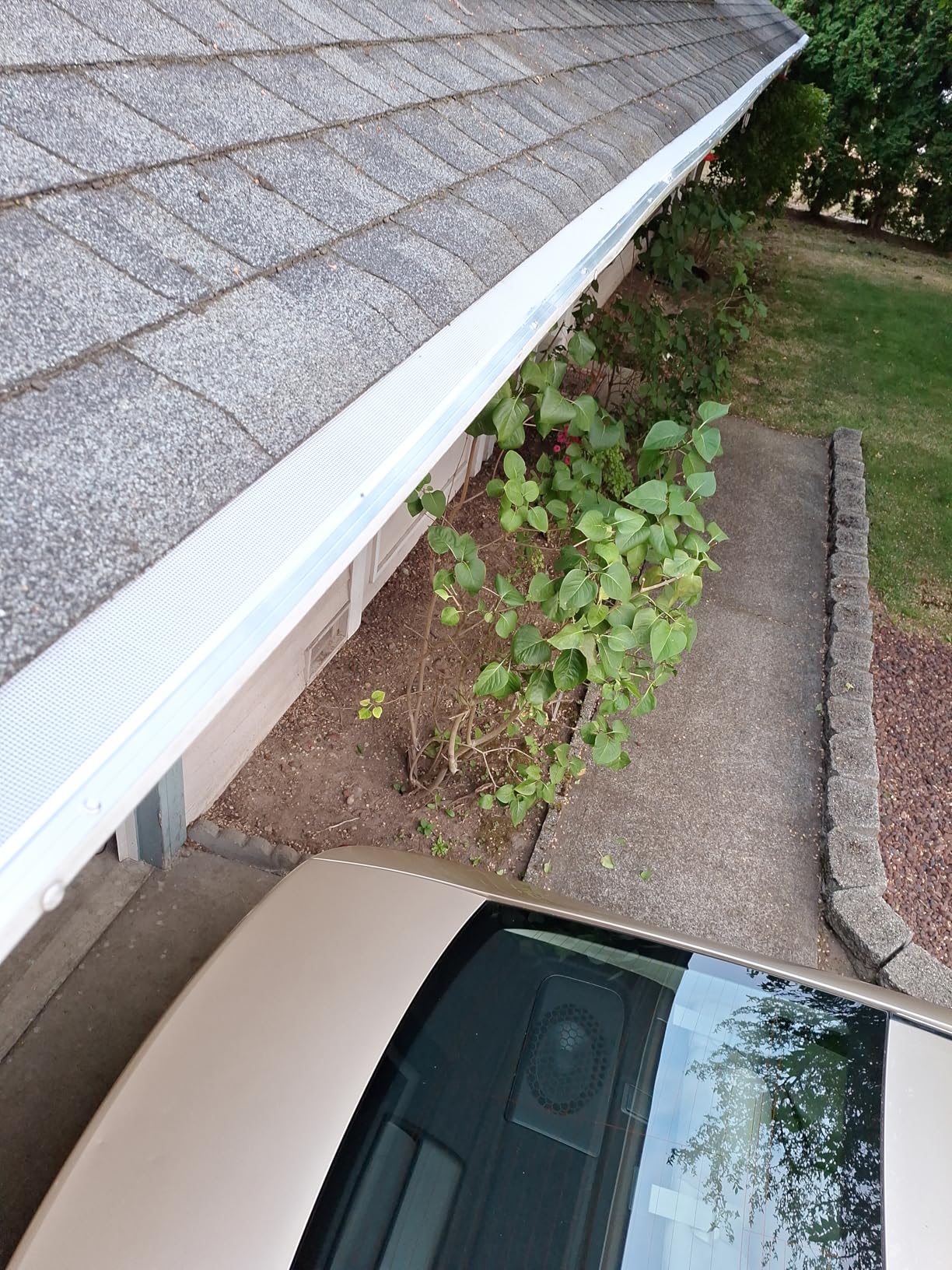Flehomo Gutter Guard, 5 Inch Stainless Steel Micro Mesh Gutter Covers, Pine Needle & Leaf Filter Protection Fits for Any Roof, 15 Pack 48Ft Kit, White - Customer Photo 1