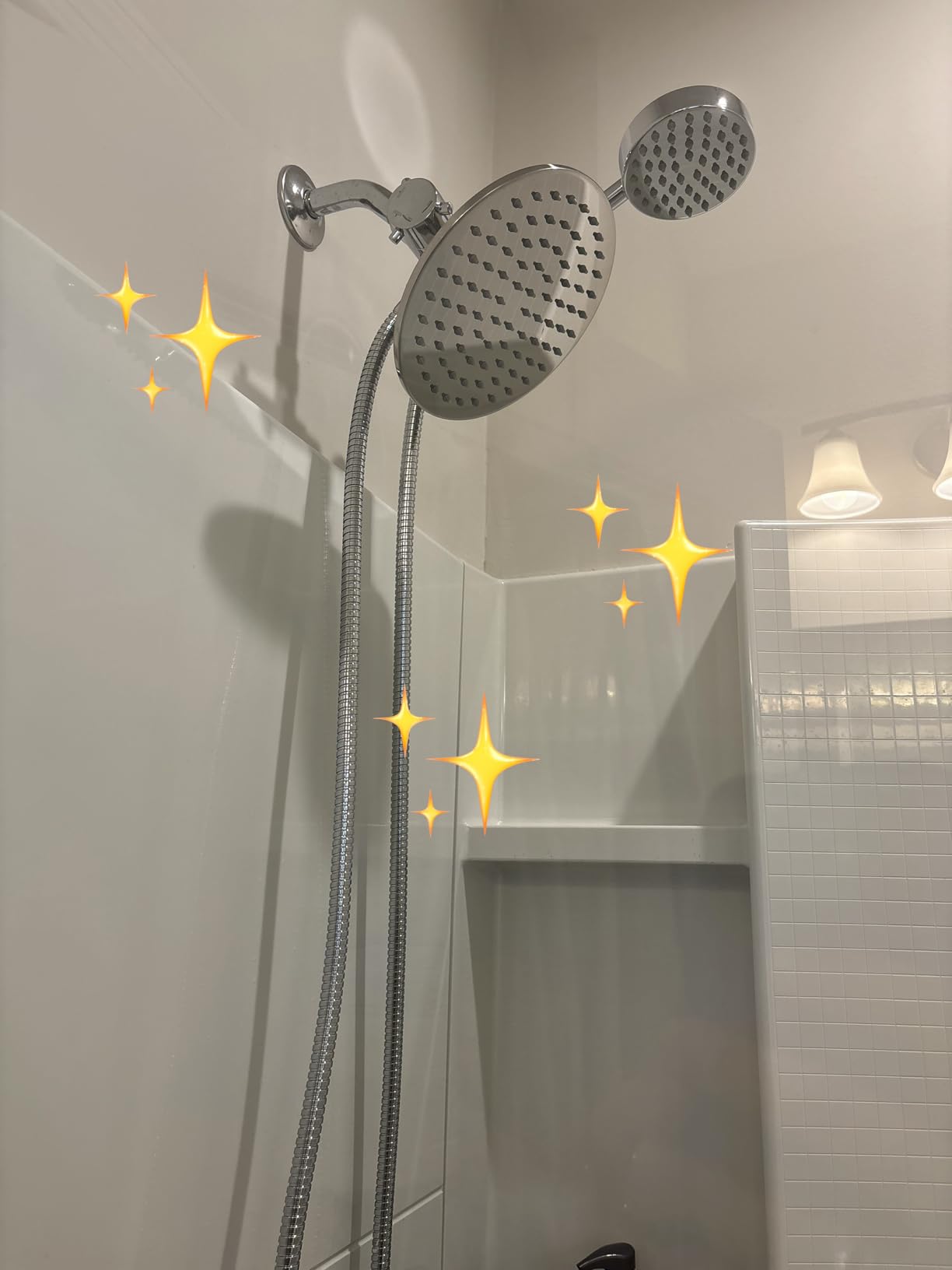 HammerHead Showers® Solid Metal Dual Shower Head Combo – CHROME – 8 Inch Rainfall High Flow Shower Head & Handheld Shower Head High Pressure with Hose 6ft - Hotel-Like Double Shower Heads - Customer Photo 1