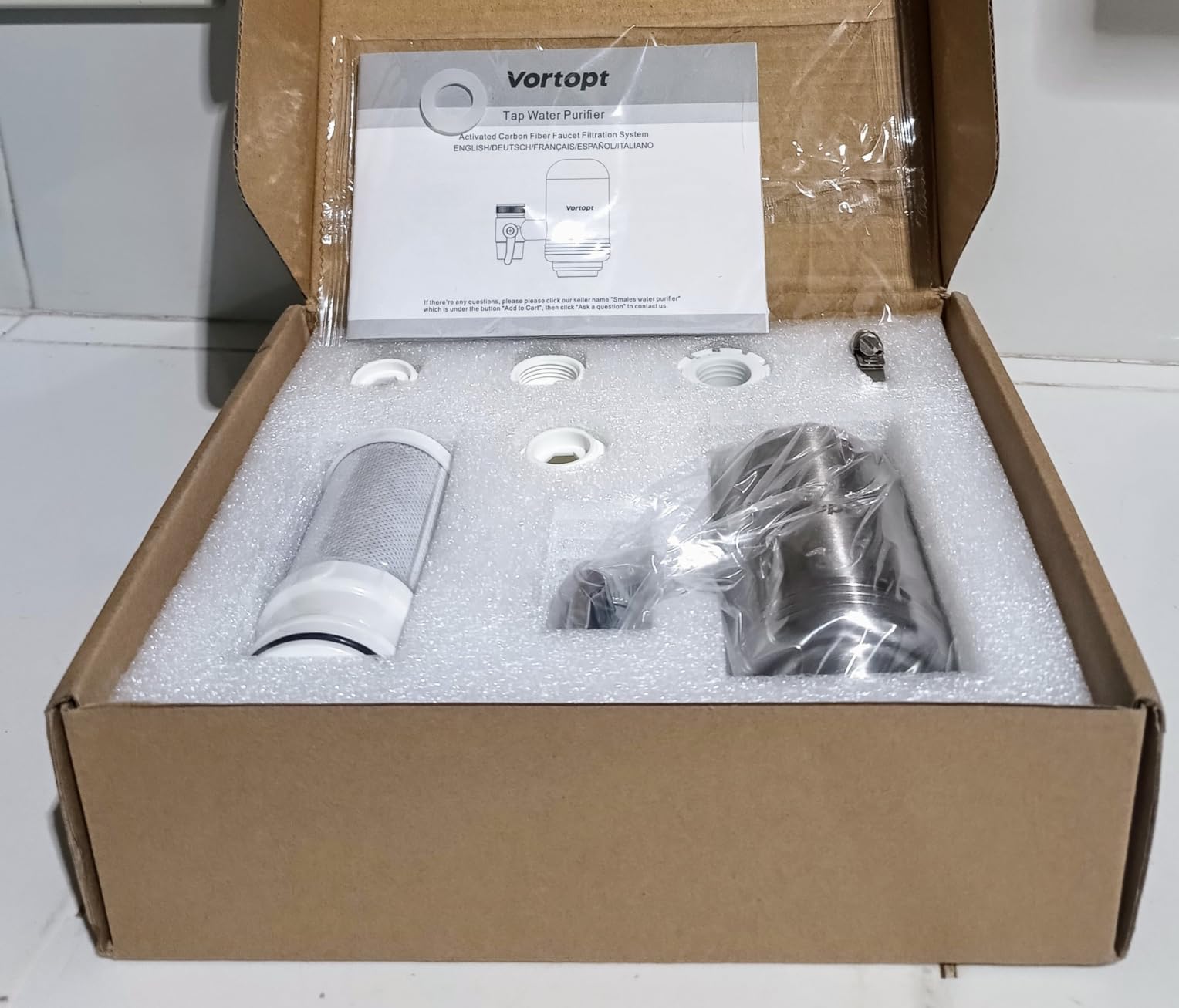 Faucet Water Filter for Sink, Rapid Flow - 400 Gallons Faucet Mount Water Filtration System for Tap Water, NSF Certified Reduces Chlorine & Bad Taste with 1 Replacement (White-T1-1Filter) - Customer Photo 2