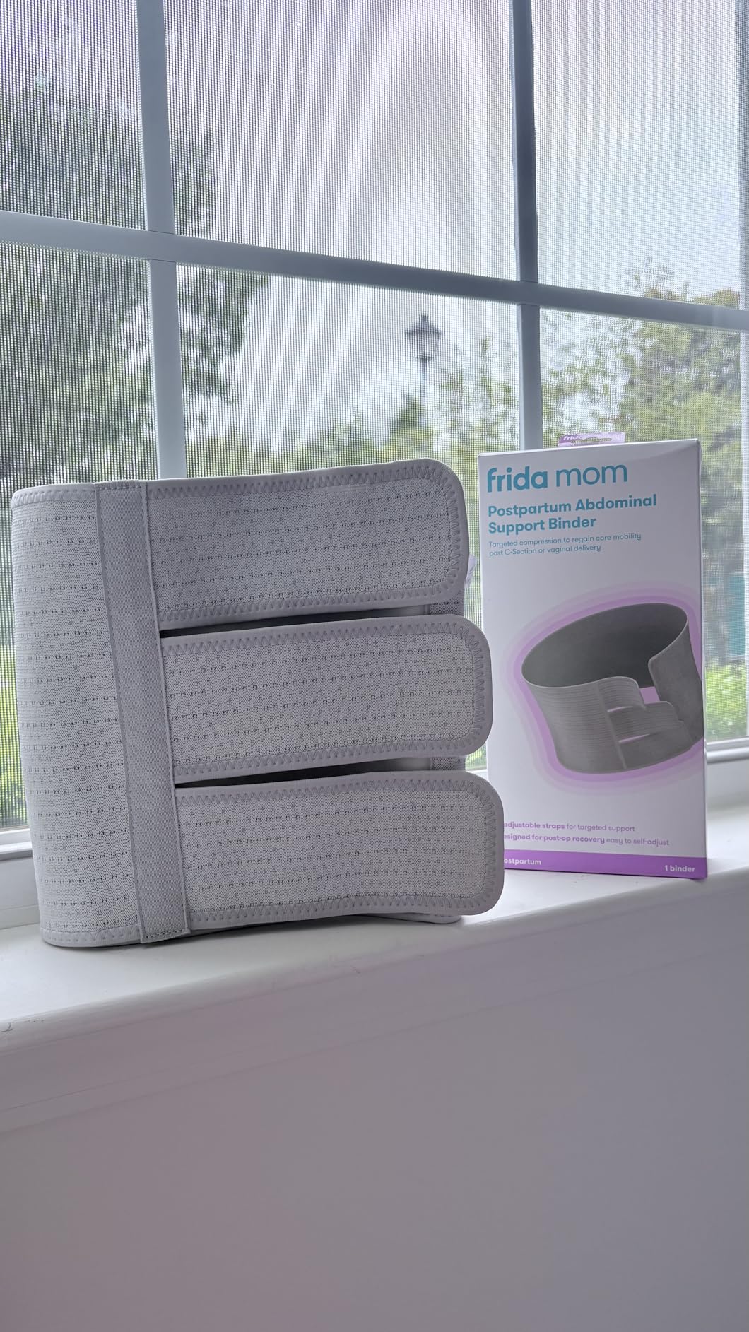 Frida Mom Belly Binder, Postpartum Essentials for Natural and C-Section Recovery, Adjustable Compression Wrap, After Birth Brace, Abdominal Band, 9