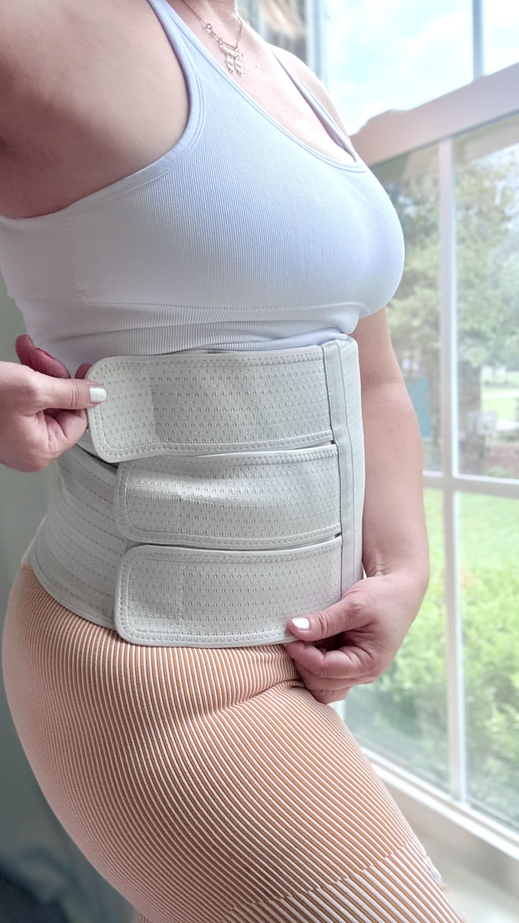 Frida Mom Belly Binder, Postpartum Essentials for Natural and C-Section Recovery, Adjustable Compression Wrap, After Birth Brace, Abdominal Band, 9