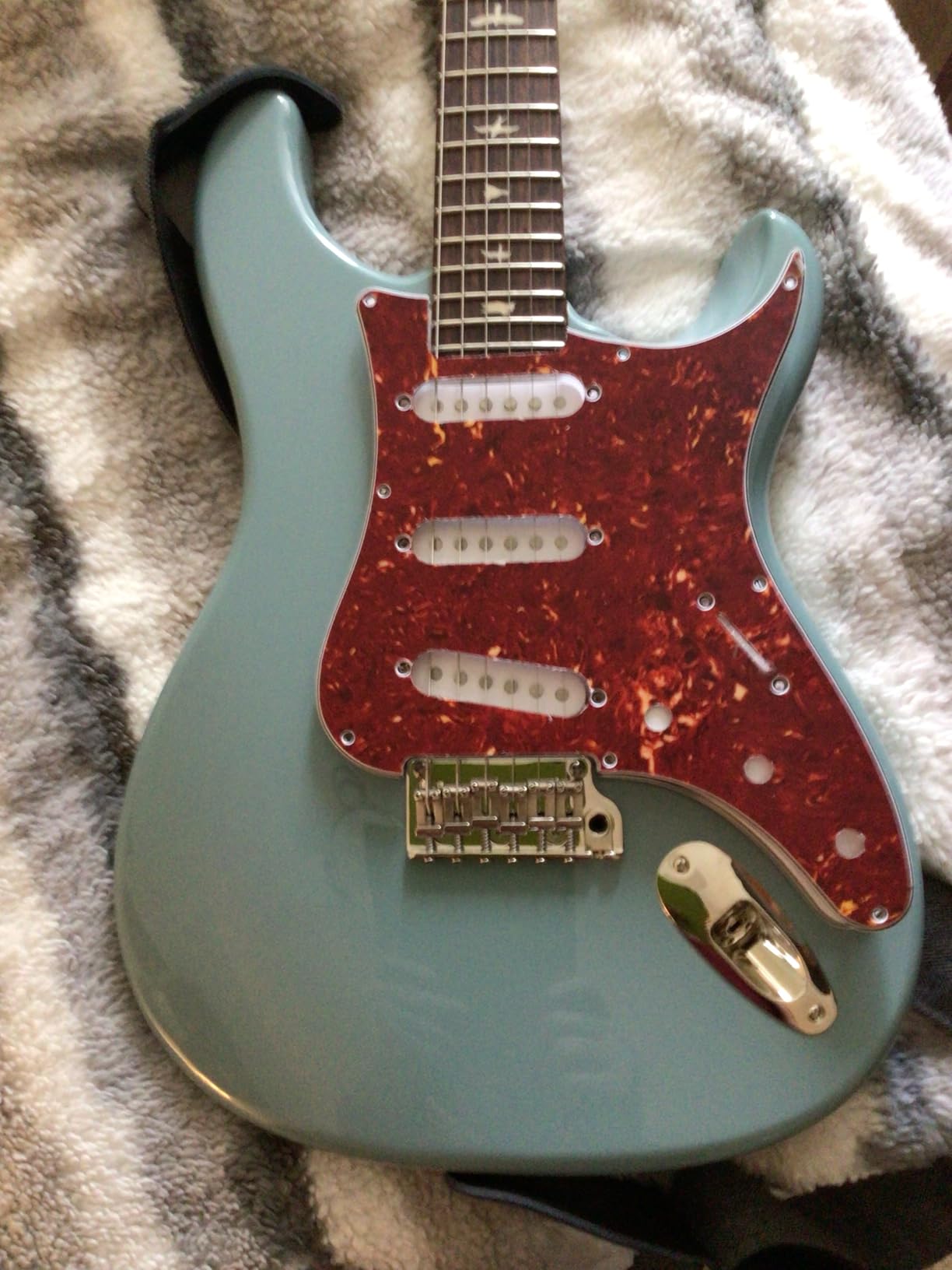 Paul Reed Smith 6 String SE Silver Sky Stone, Blue with Gigbag, Right Handed - Customer Photo 1