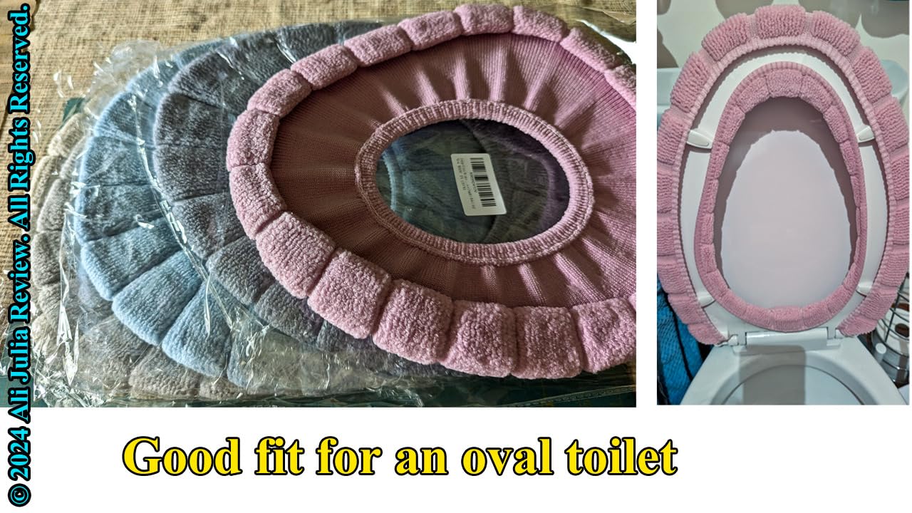 Legigo 5 Pack Thicker Bathroom Toilet Seat Cover Pads- Soft Warmer Toilet Seat Cushion Cover Stretchable Washable Fiber Cloth, Easy Installation Comfortable Toilet Lid Seat Cover(Pumpkin Modelling) - Customer Photo 2