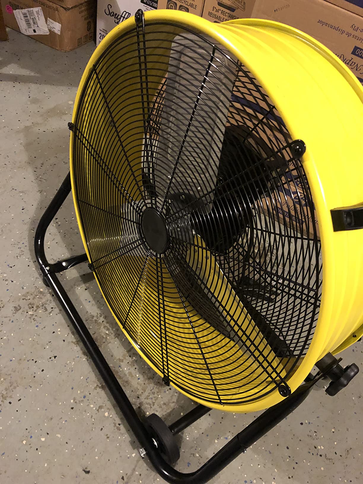 24 Inch High Velocity Heavy Duty Industrial Fan with 3-Speed Adjustment Up to 8100 CFM, Large Fan Floor For Factory Storehouse Workshop Garage Gym Patio with Fans Cover. Yellow - Customer Photo 1