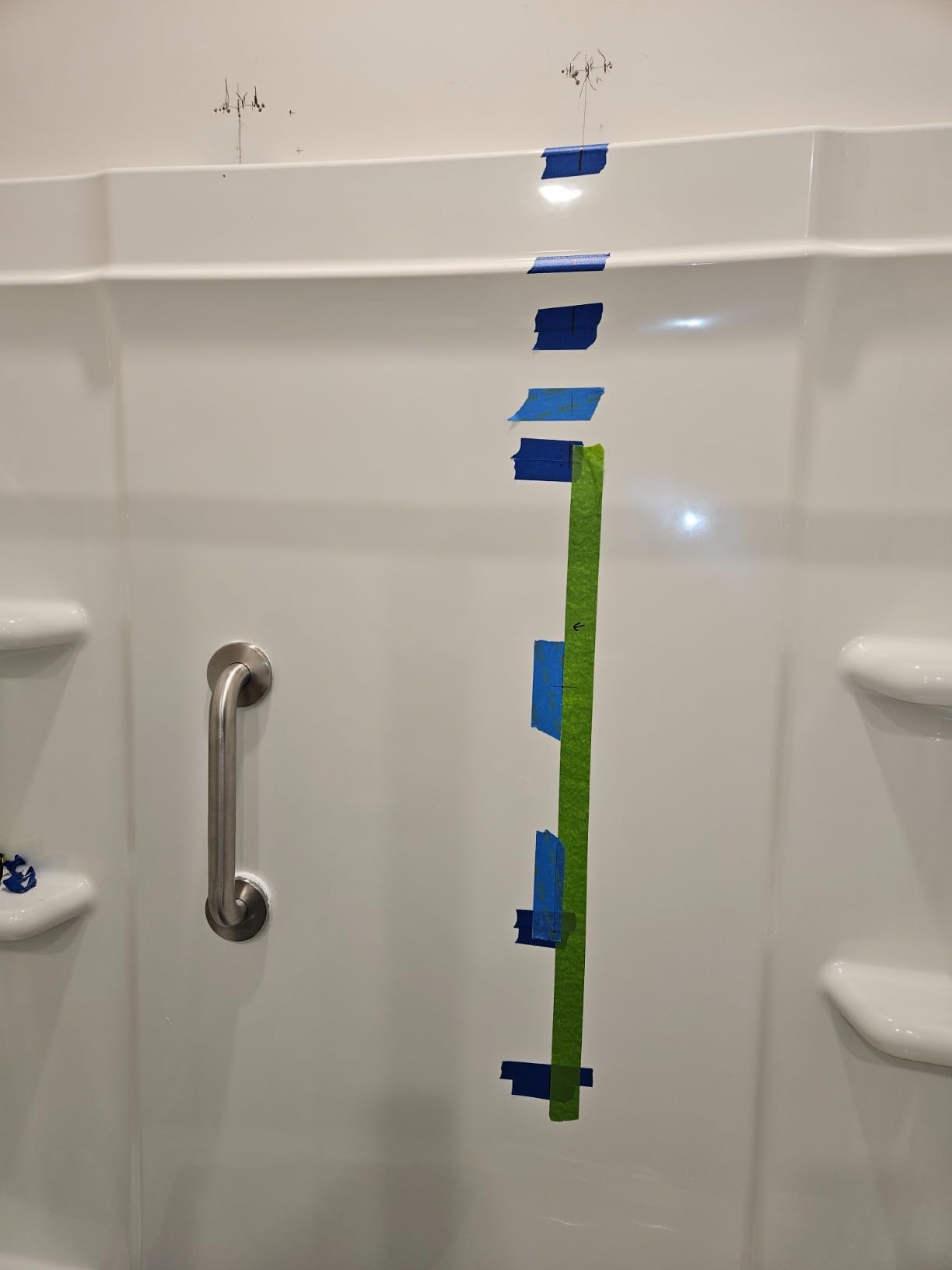 Grab Bar Mounting Kit for Fiberglass Showers. The Solid Mount uses Adj. Spacers for use in most fiberglass showers with wood studs (Only). Solid, Secure, and won't flex in your shower. Made in the USA - Customer Photo 1