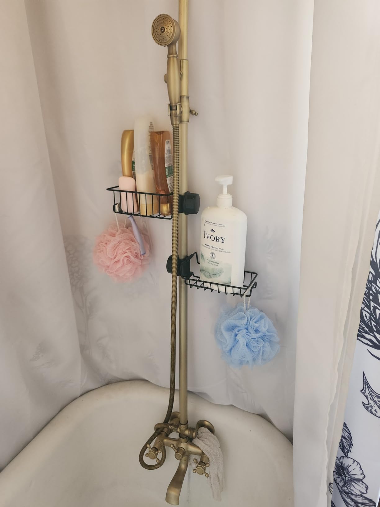 Clawfoot Tub Caddy(Shower Rod Not Included) - Stainless Steel Shower Shelves and Soap Caddy - Customer Photo 1