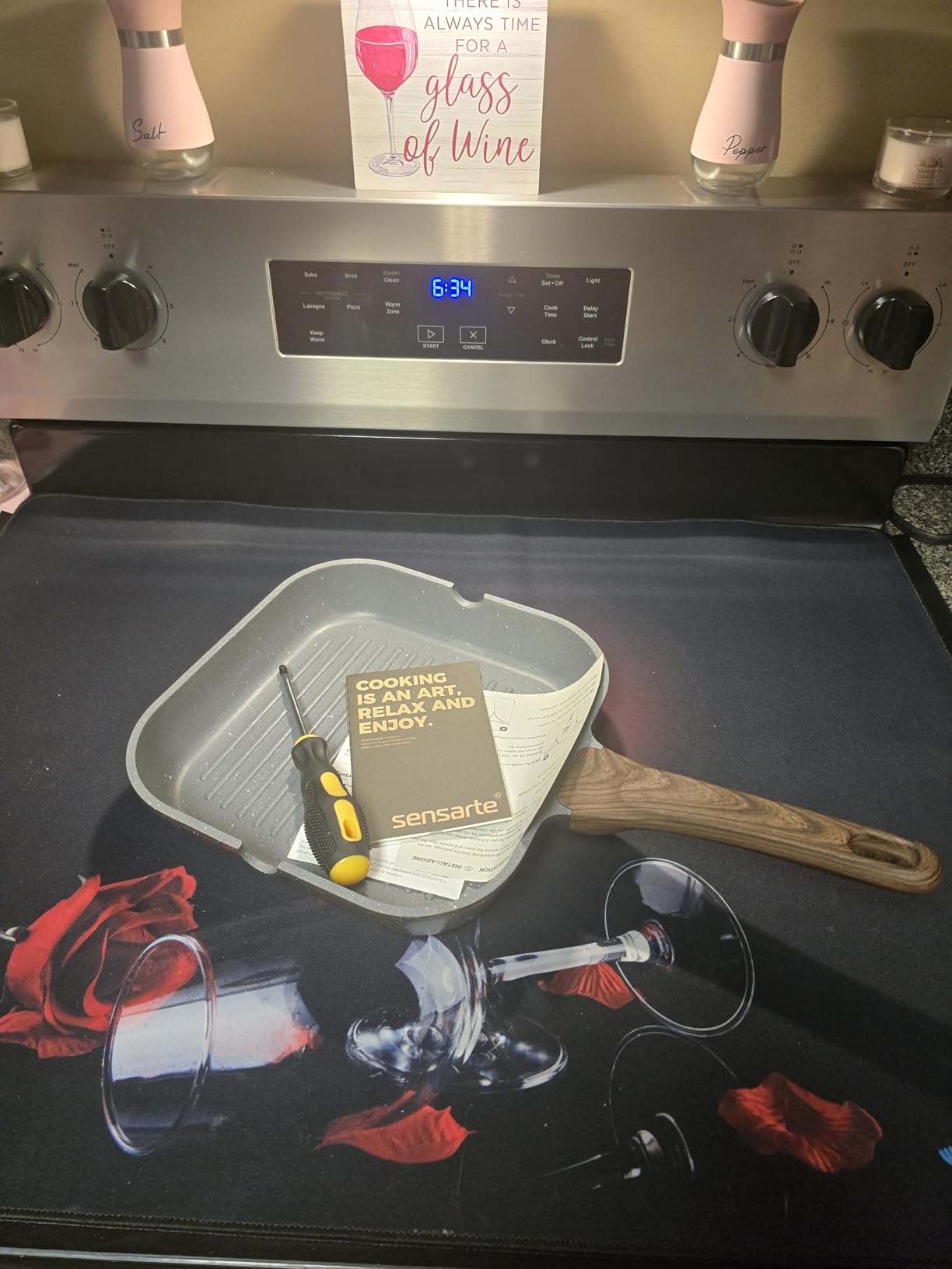 SENSARTE Nonstick Grill Pan for Stove Tops, Versatile Griddle with Pour Spouts, Square Big Cooking Surface, Durable Skillet Indoor & Outdoor Grilling. PFOA Free, 9.5 Inch - Customer Photo 1