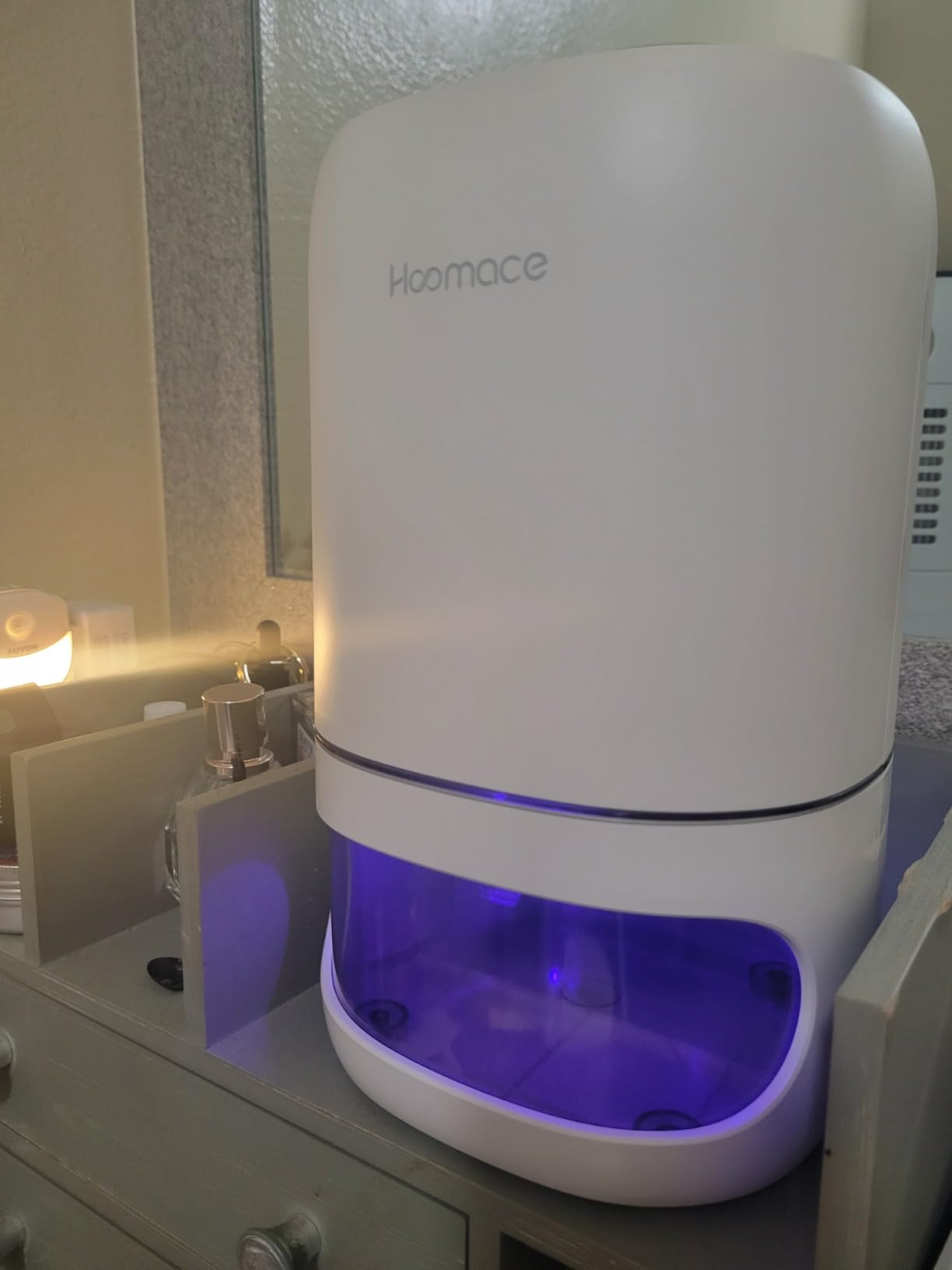 Small Dehumidifiers for Bedroom w/Air Purifying Function, 1000 ml/35 oz for 2500 Cubic Feet (260 sq ft) with 7 Colorful LED Lights Timer Set Negative Ions Below 30 dB, Auto Shut-Down Customer Review Small Dehumidifiers for Bedroom w/Air Purifying Function, 1000 ml/35 oz for 2500 Cubic Feet (260 sq ft) with 7 Colorful LED Lights Timer Set Negative Ions Below 30 dB, Auto Shut-Down - Customer Photo 1